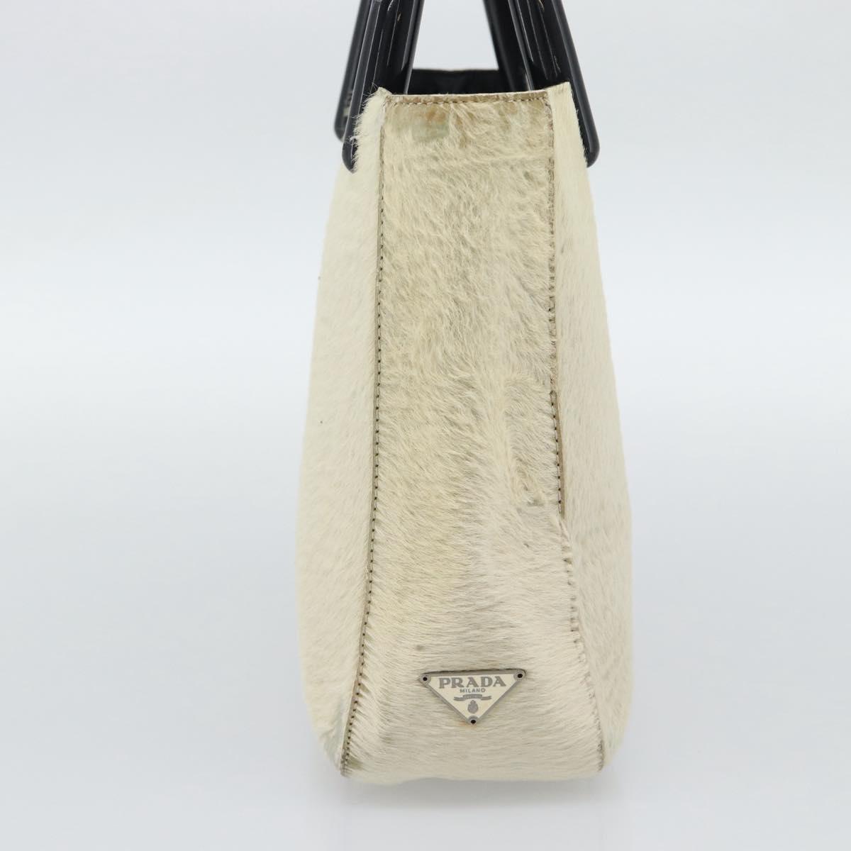 PRADA Hand Bag Harako Leather Beige Auth ka5203