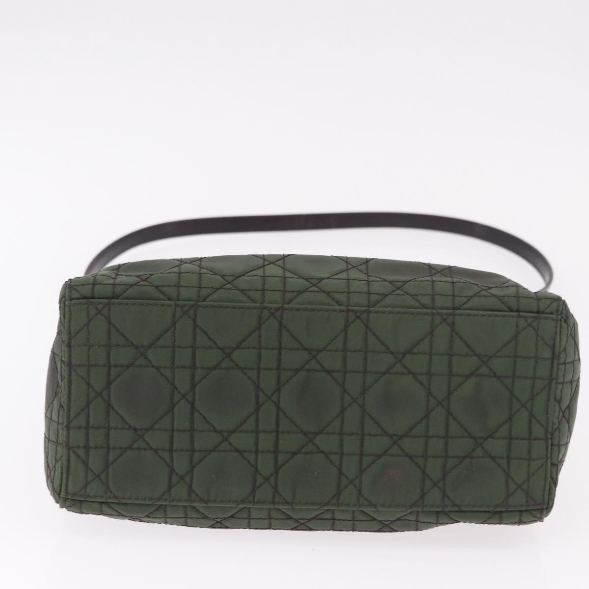 Christian Dior Canage Hand Bag Canvas 2way Green Silver Auth ka5205