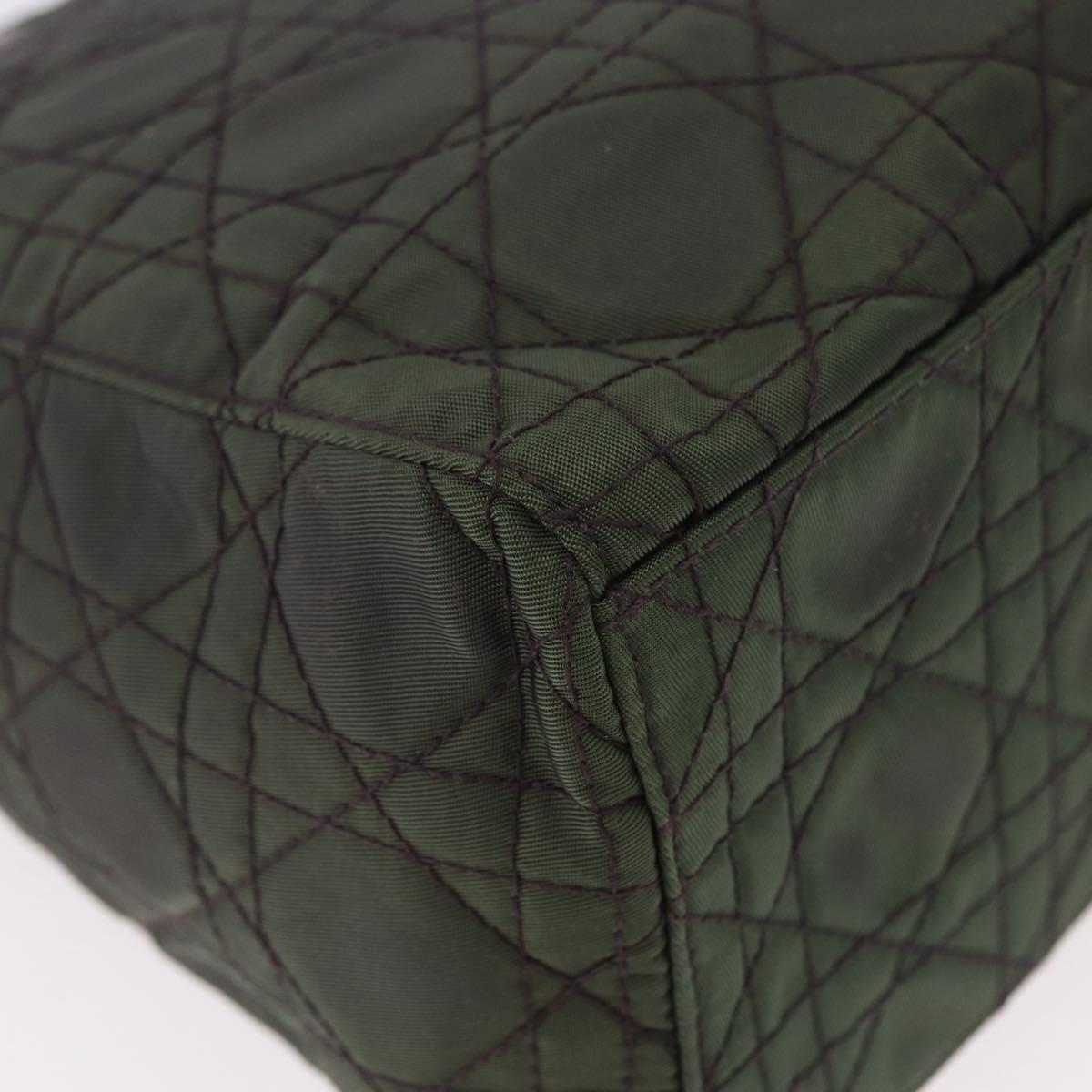 Christian Dior Canage Hand Bag Canvas 2way Green Silver Auth ka5205