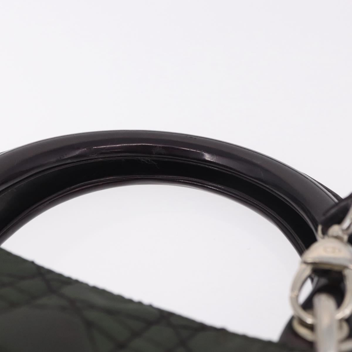 Christian Dior Canage Hand Bag Canvas 2way Green Silver Auth ka5205