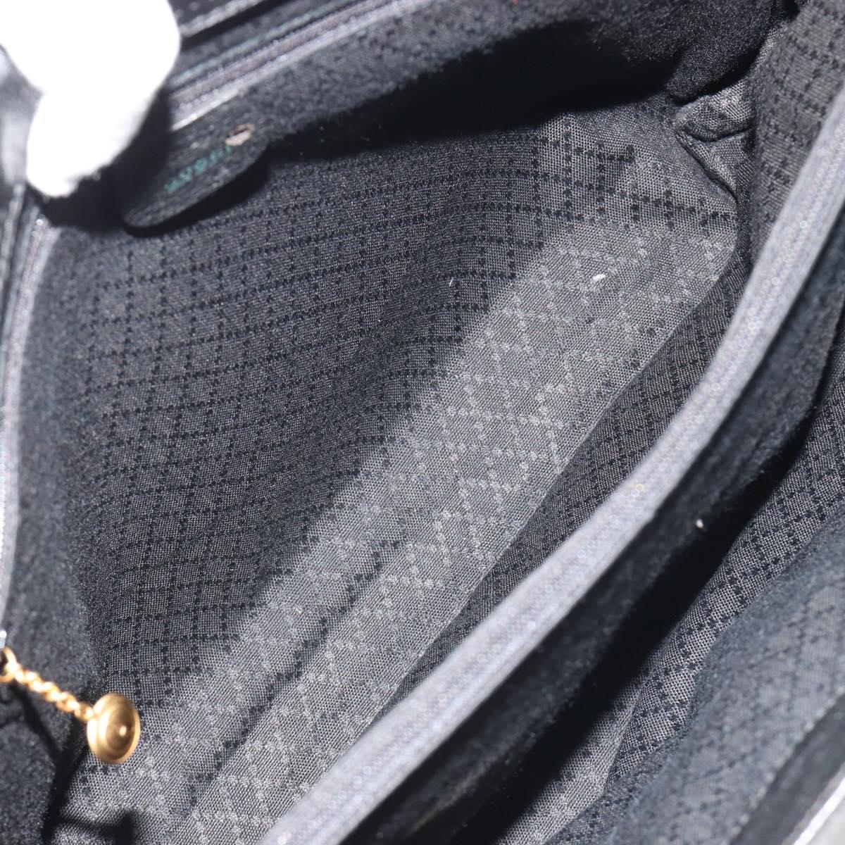 GUCCI Bamboo Hand Bag Suede 2way Black Gold 002 2855 Auth ka5206