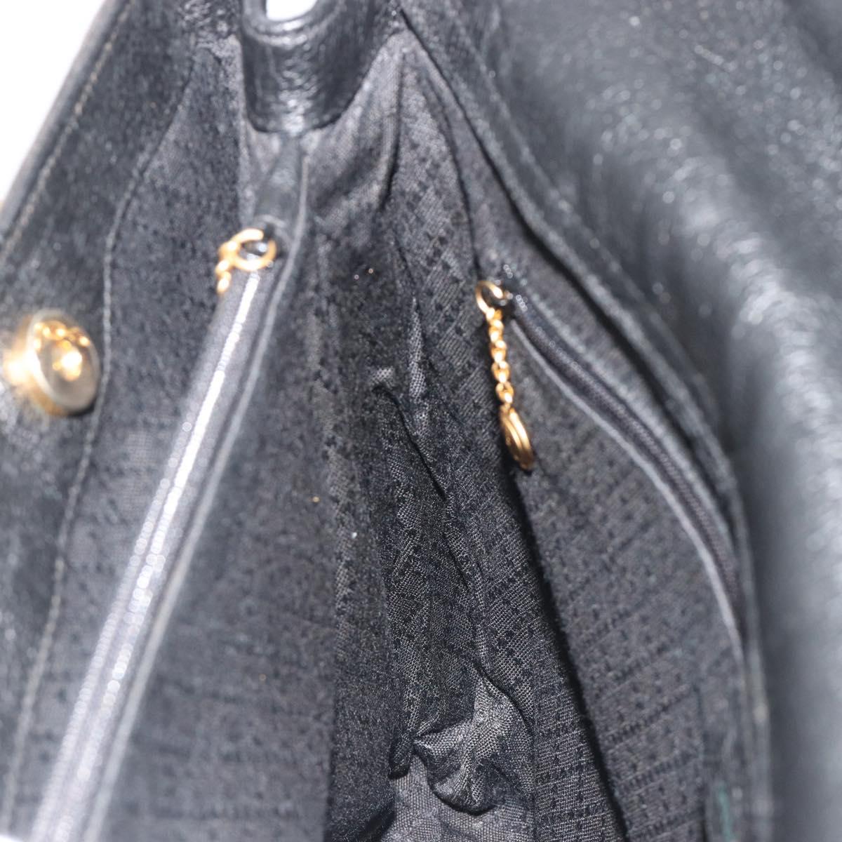 GUCCI Bamboo Hand Bag Suede 2way Black Gold 002 2855 Auth ka5206