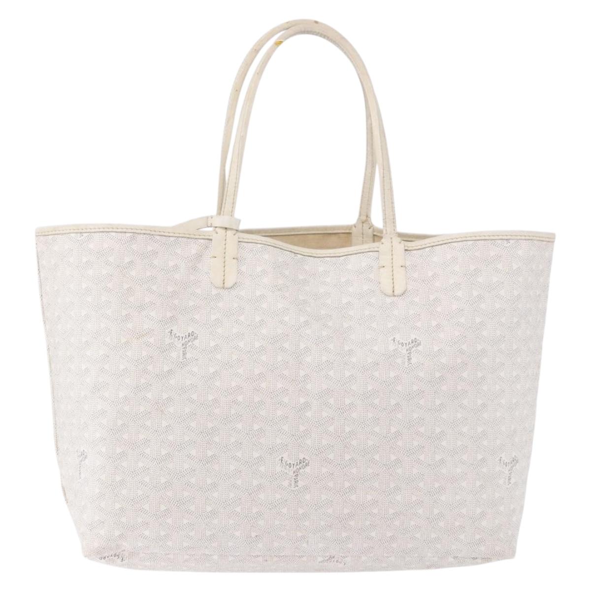 GOYARD Herringbone Saint Louis PM Tote Bag PVC White Auth ka5207