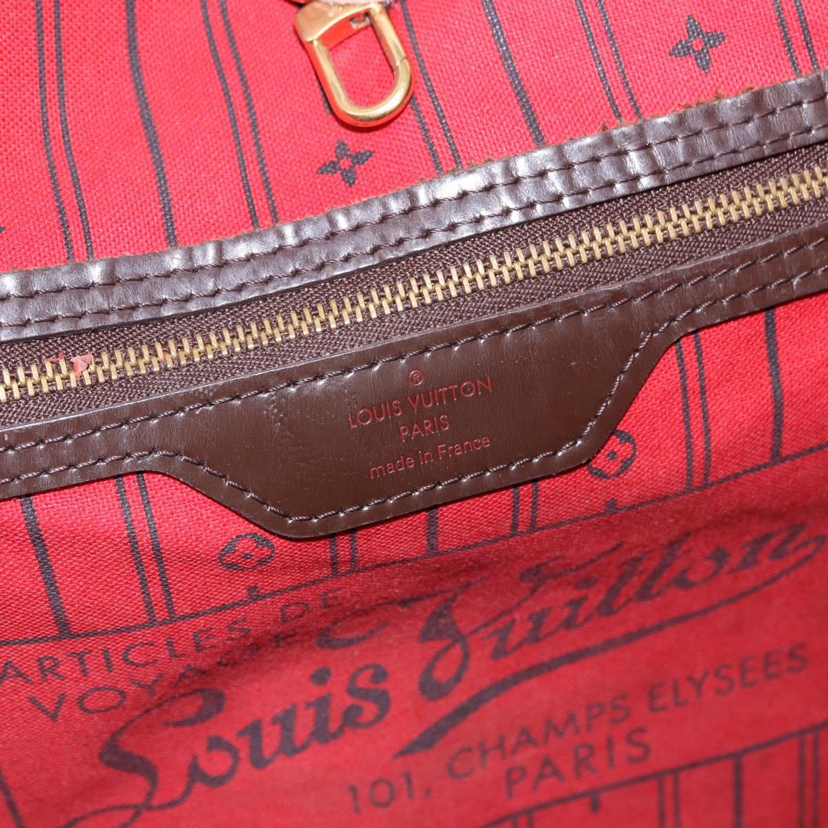 LOUIS VUITTON Damier Ebene Neverfull MM Tote Bag N51105 LV Auth ka5208