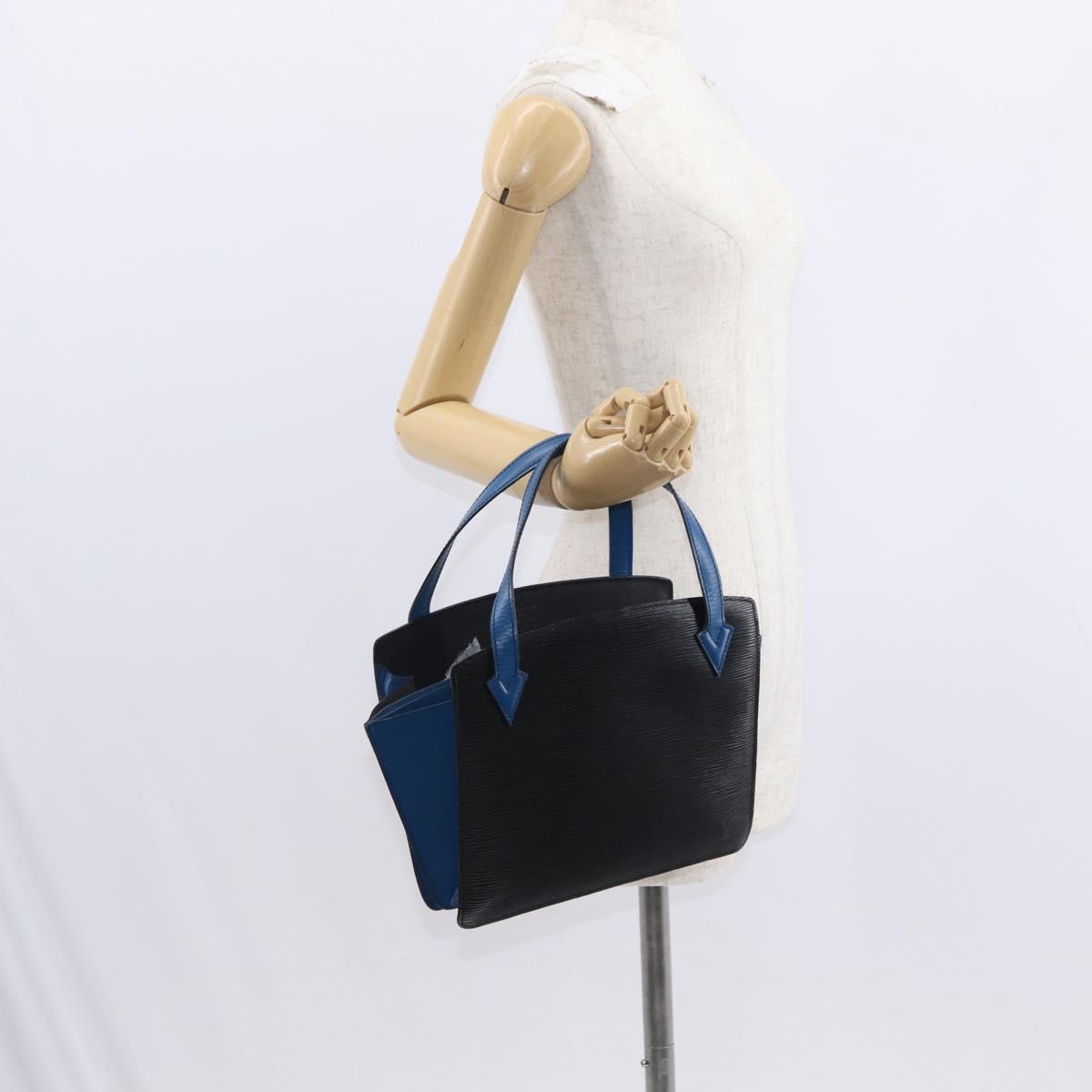 LOUIS VUITTON Epi Bicolor Varenne Hand Bag Black Blue M52385 LV Auth ka521