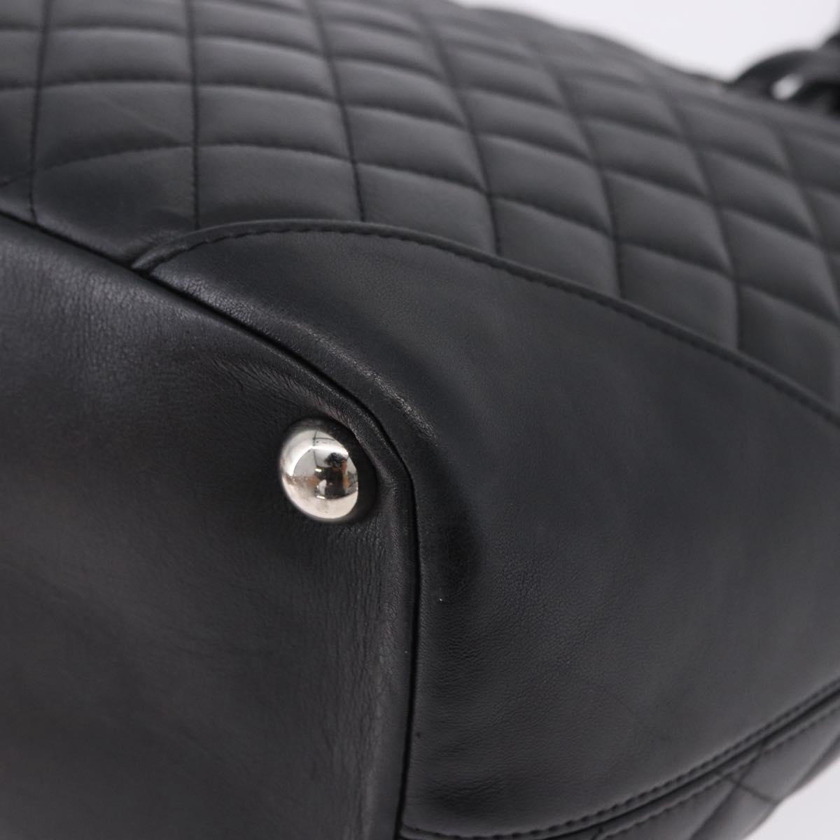 CHANEL Matelasse Cambon Line COCO Mark Tote Bag Leather Black CC Auth ka5210V