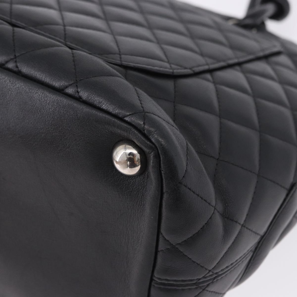 CHANEL Matelasse Cambon Line COCO Mark Tote Bag Leather Black CC Auth ka5210V