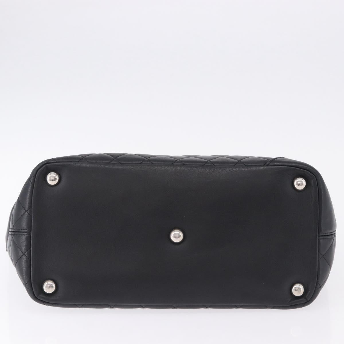 CHANEL Matelasse Cambon Line COCO Mark Tote Bag Leather Black CC Auth ka5210V