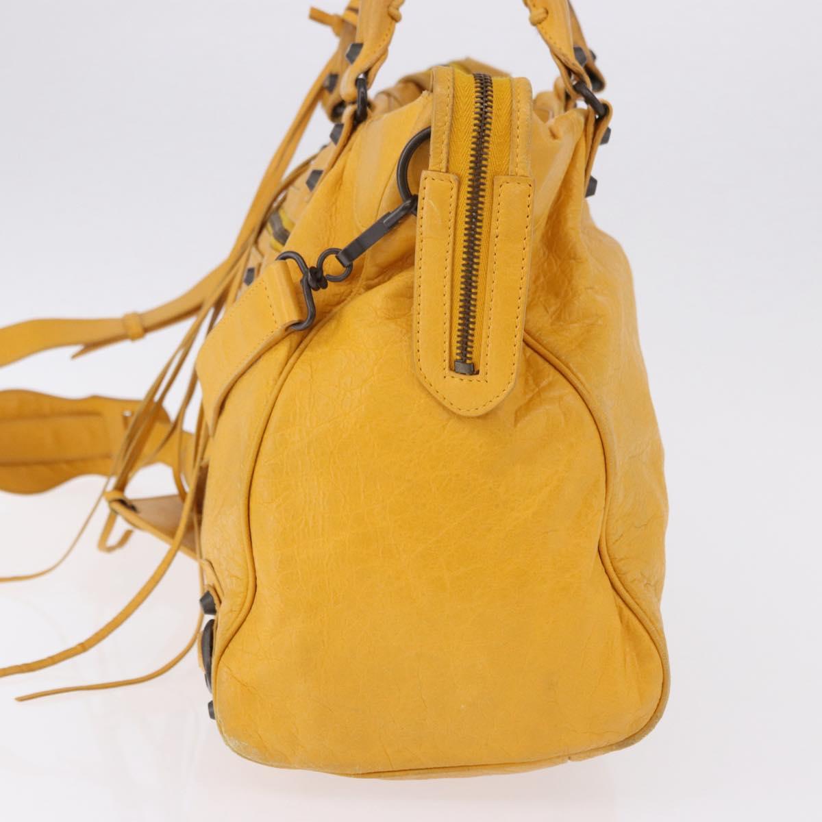 BALENCIAGA Classic Vero Hand Bag Leather 2way Yellow 235216 Auth ka5212A