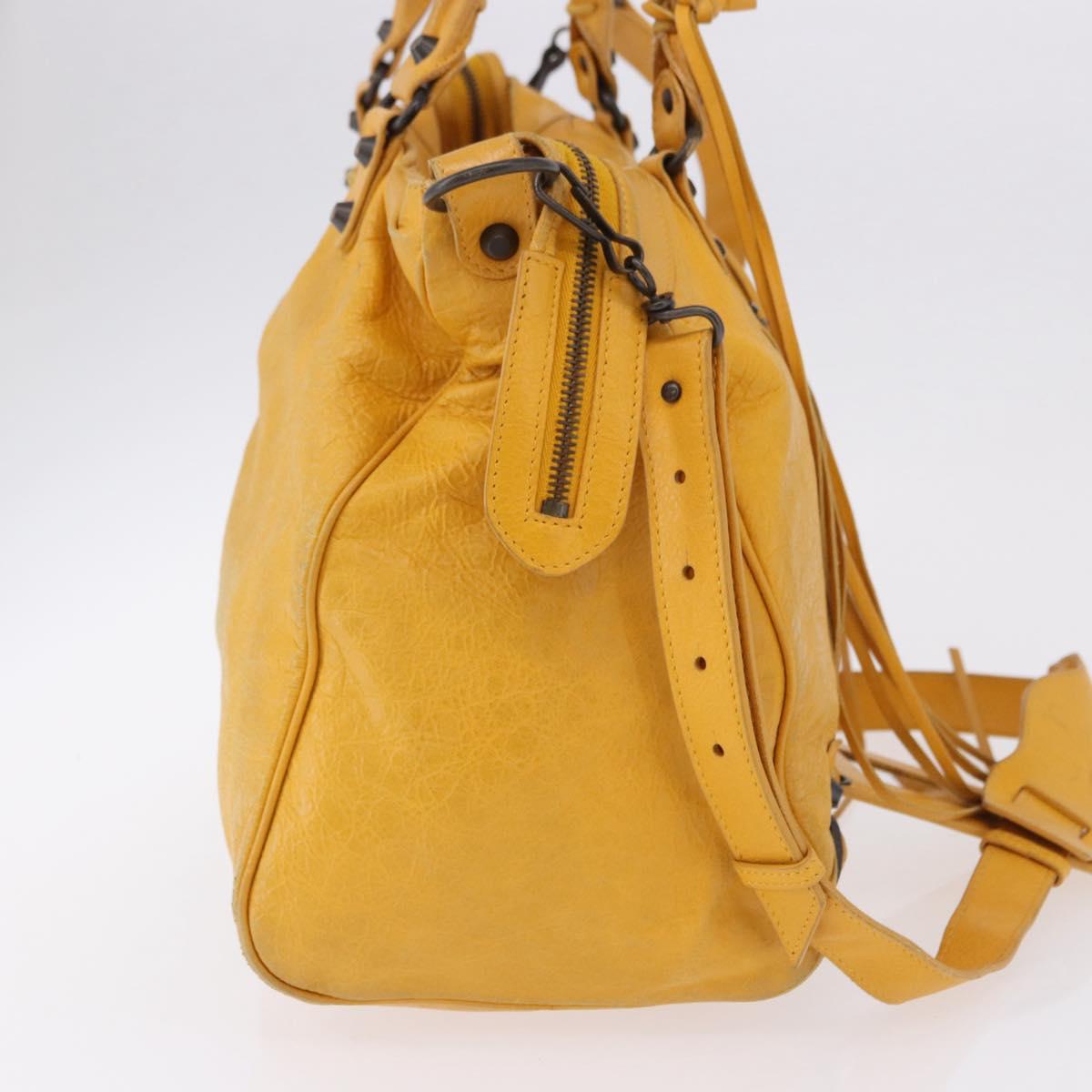 BALENCIAGA Classic Vero Hand Bag Leather 2way Yellow 235216 Auth ka5212A