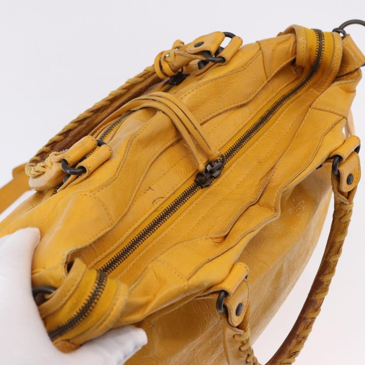BALENCIAGA Classic Vero Hand Bag Leather 2way Yellow 235216 Auth ka5212A