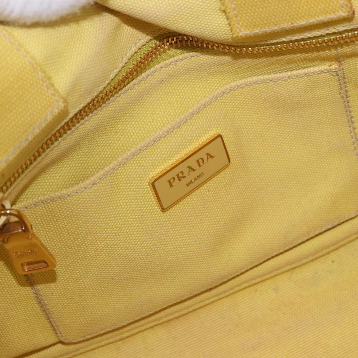 PRADA Kanapa PM Hand Bag Canvas Yellow Gold Auth ka5214