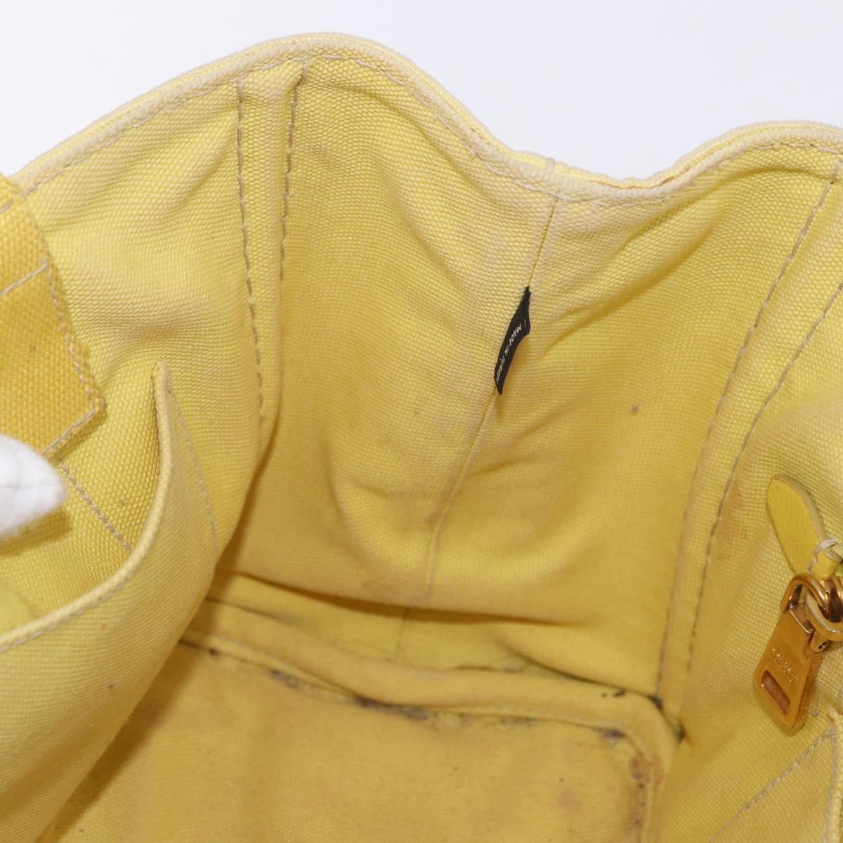 PRADA Kanapa PM Hand Bag Canvas Yellow Gold Auth ka5214