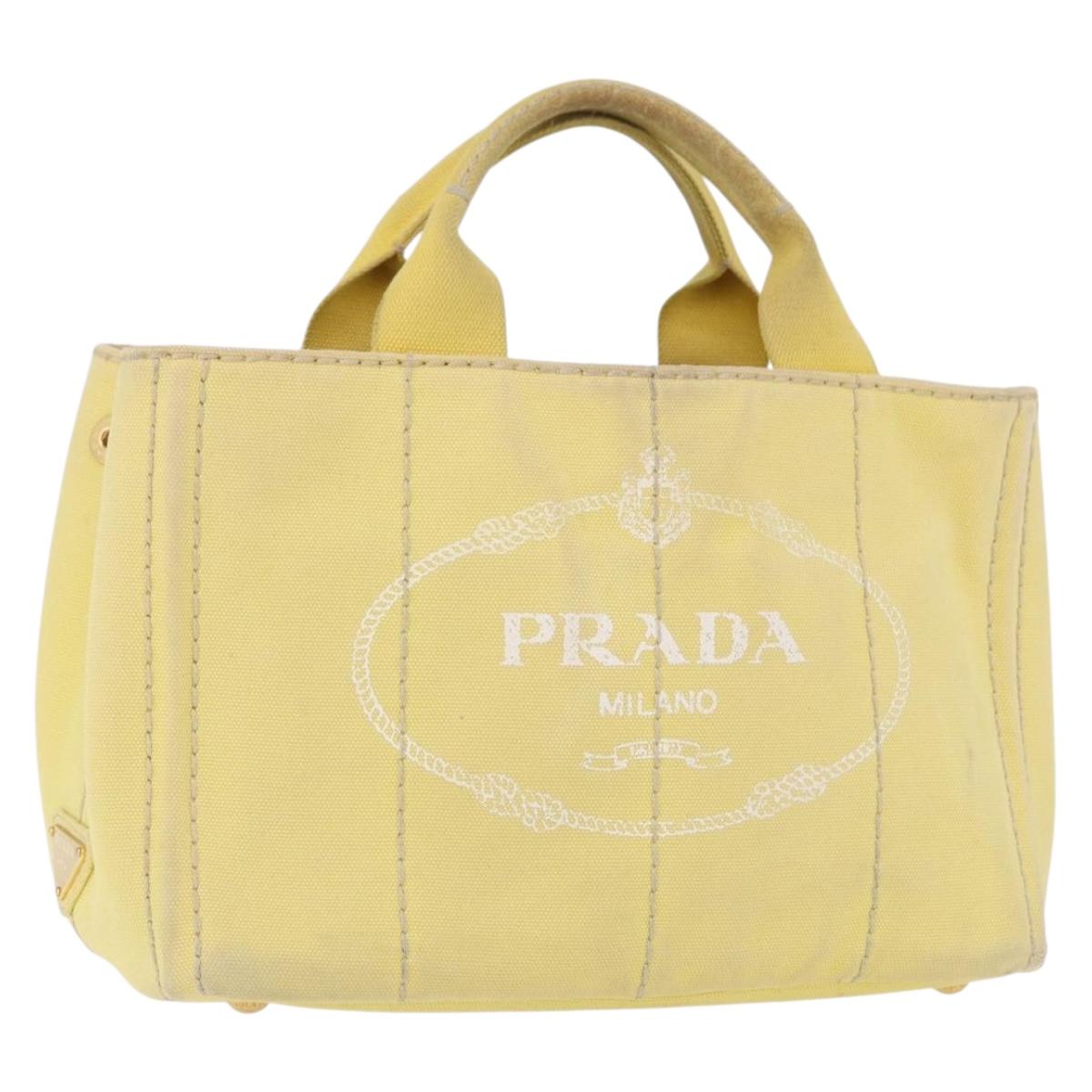 PRADA Kanapa PM Hand Bag Canvas Yellow Gold Auth ka5214