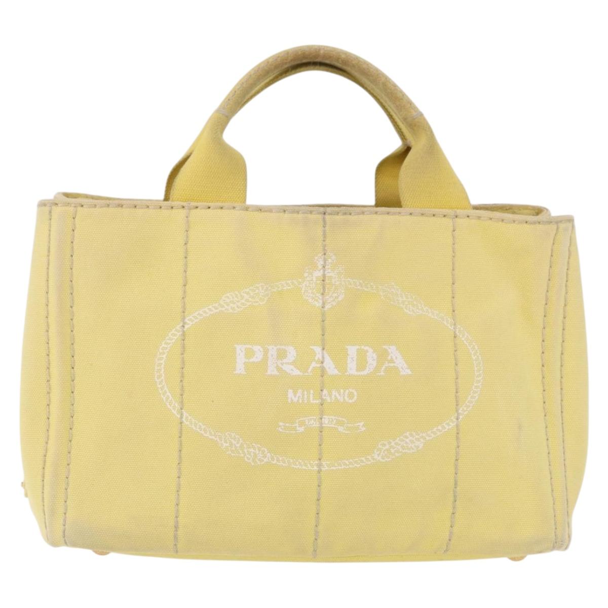 PRADA Kanapa PM Hand Bag Canvas Yellow Gold Auth ka5214