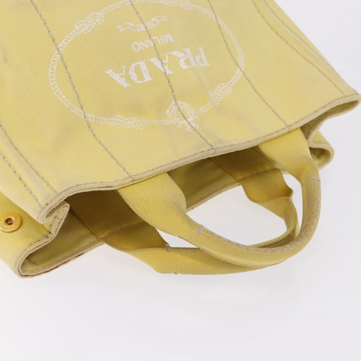 PRADA Kanapa PM Hand Bag Canvas Yellow Gold Auth ka5214