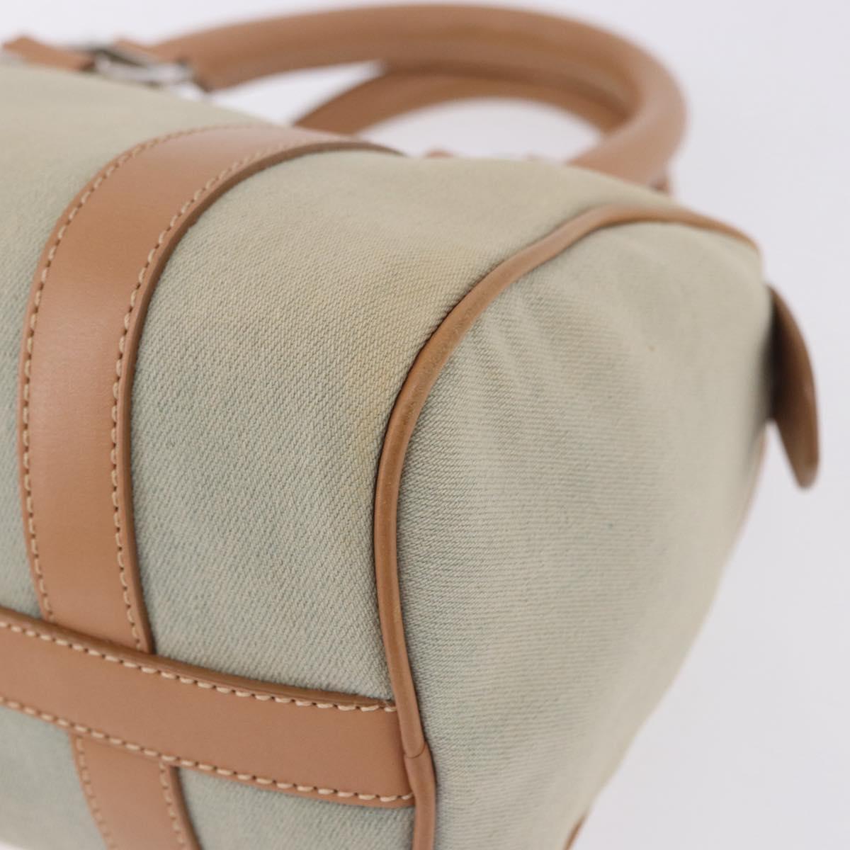Christian Dior Hand Bag Canvas Beige Silver Auth ka5216A