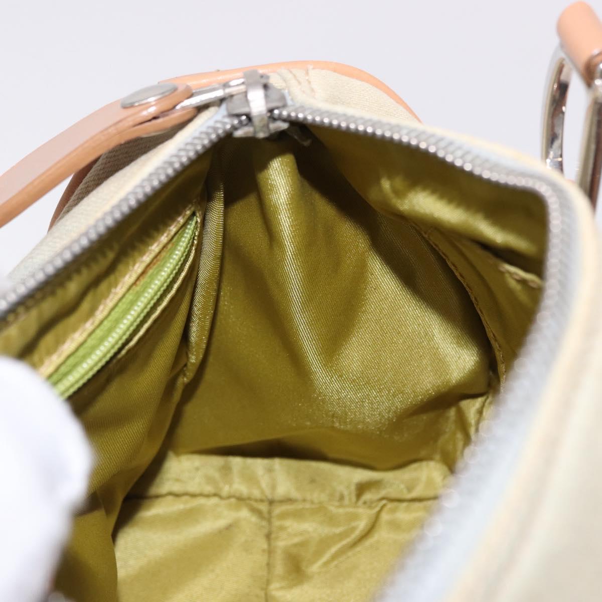 Christian Dior Hand Bag Canvas Beige Silver Auth ka5216A