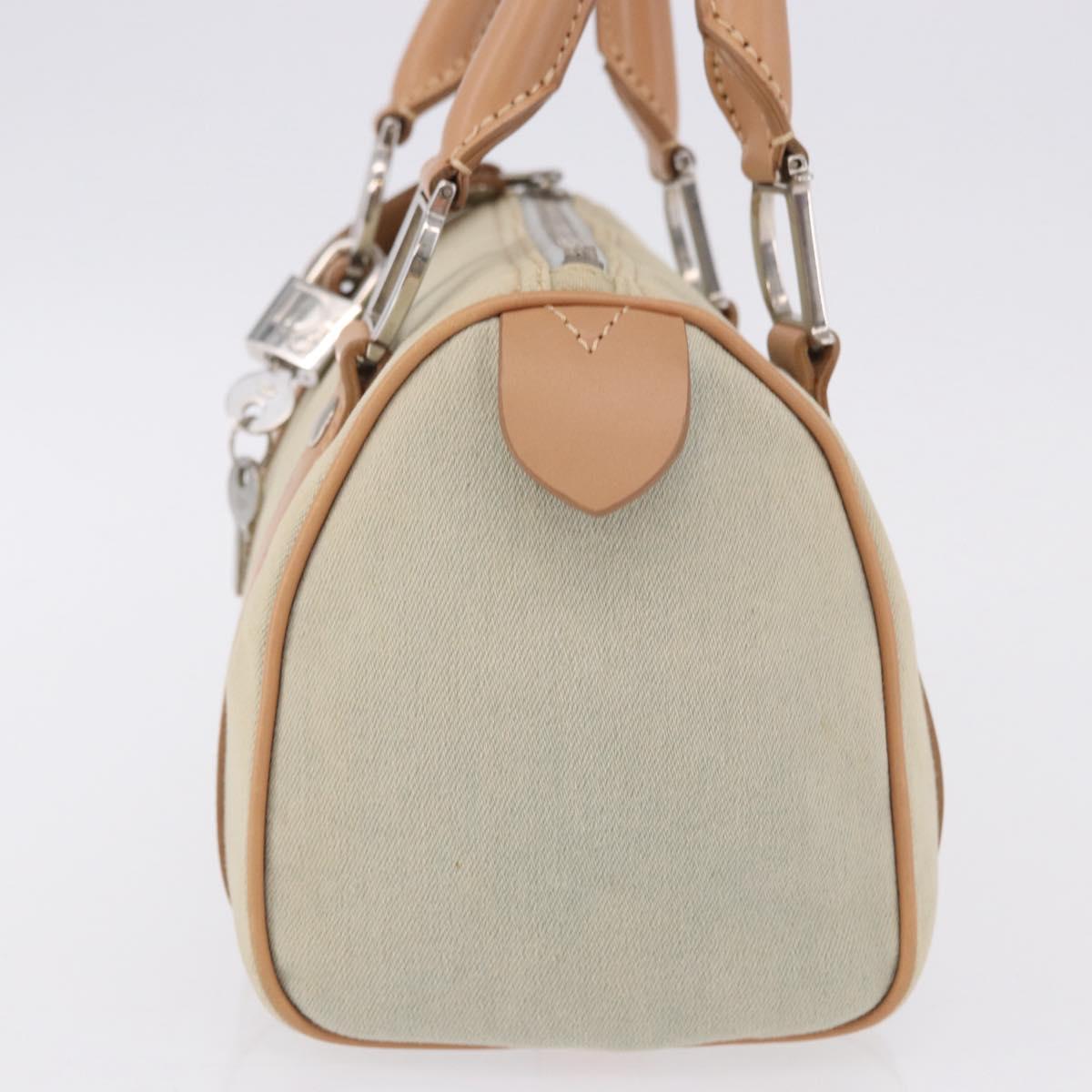 Christian Dior Hand Bag Canvas Beige Silver Auth ka5216A