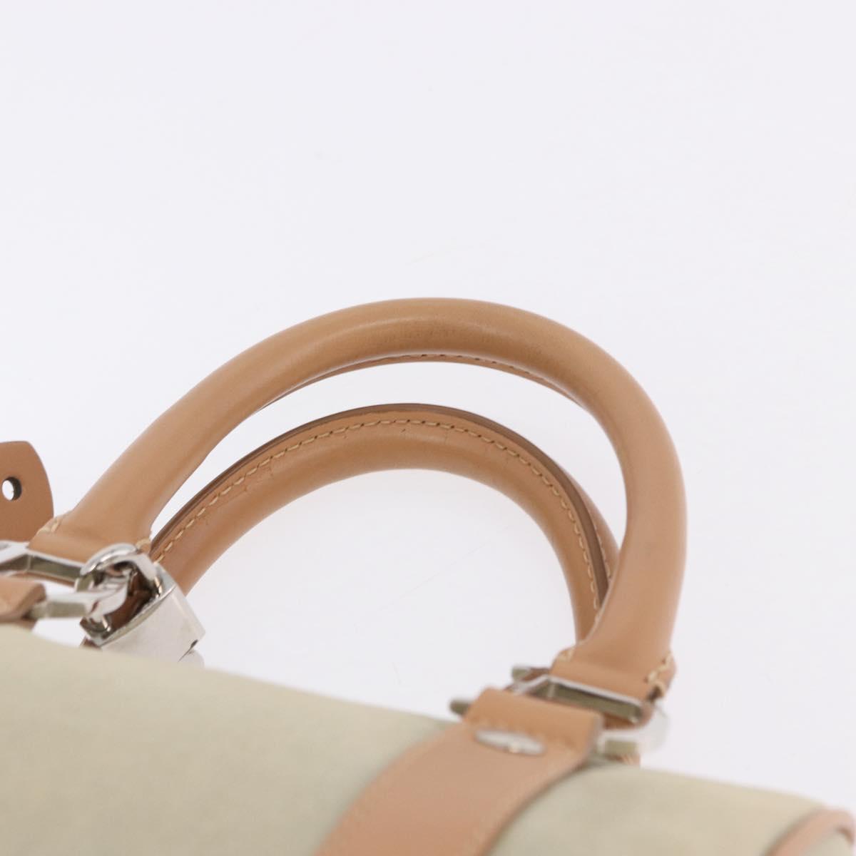 Christian Dior Hand Bag Canvas Beige Silver Auth ka5216A