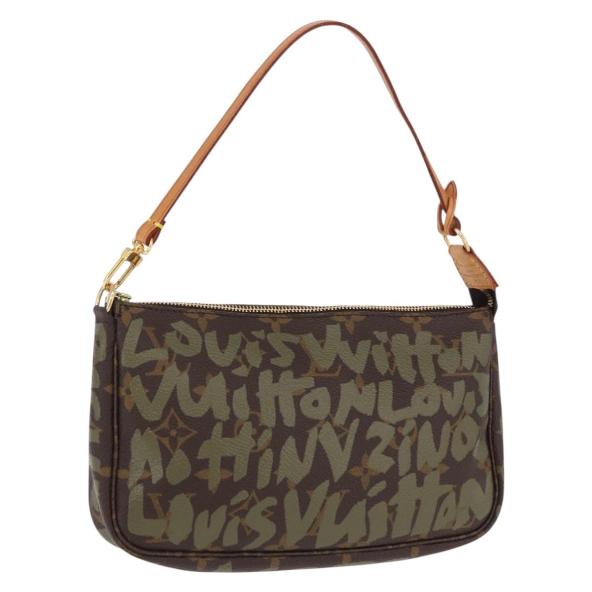 LOUIS VUITTON Monogram Graffiti Pochette Pouch Khaki M92191 LV Auth ka5218V