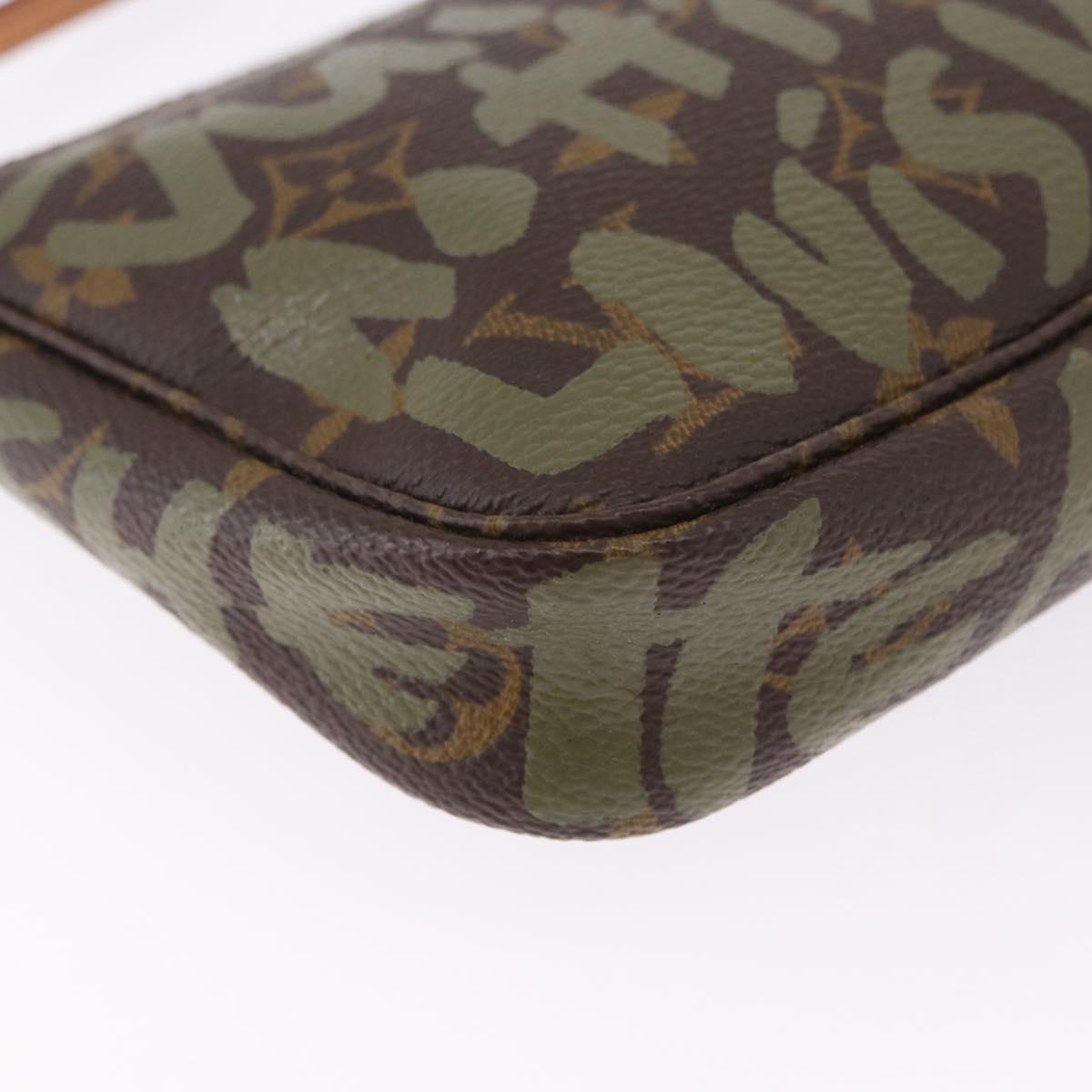 LOUIS VUITTON Monogram Graffiti Pochette Pouch Khaki M92191 LV Auth ka5218V