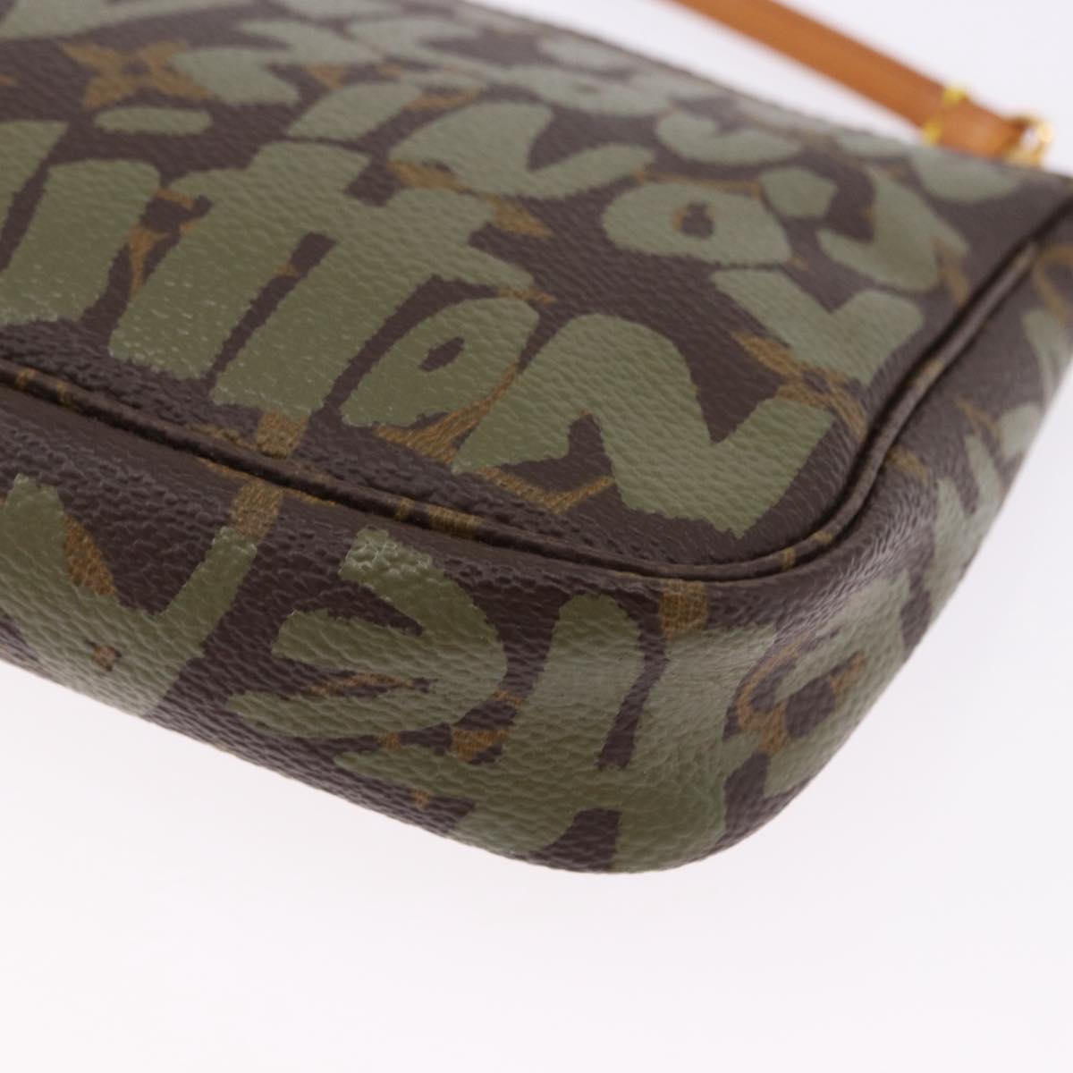 LOUIS VUITTON Monogram Graffiti Pochette Pouch Khaki M92191 LV Auth ka5218V