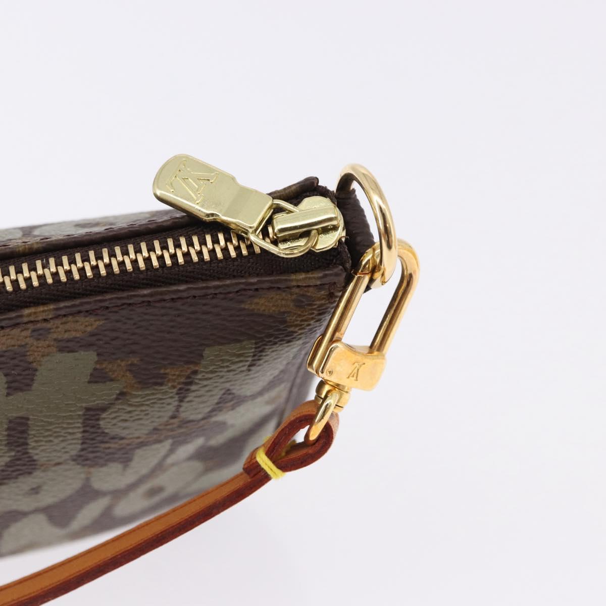 LOUIS VUITTON Monogram Graffiti Pochette Pouch Khaki M92191 LV Auth ka5218V