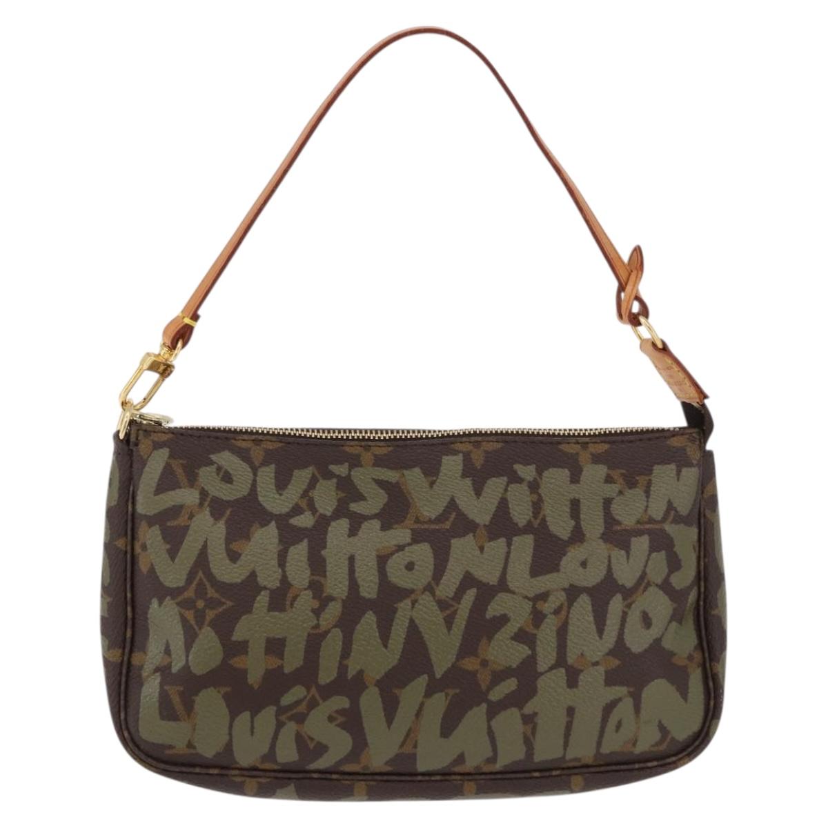 LOUIS VUITTON Monogram Graffiti Pochette Pouch Khaki M92191 LV Auth ka5218V
