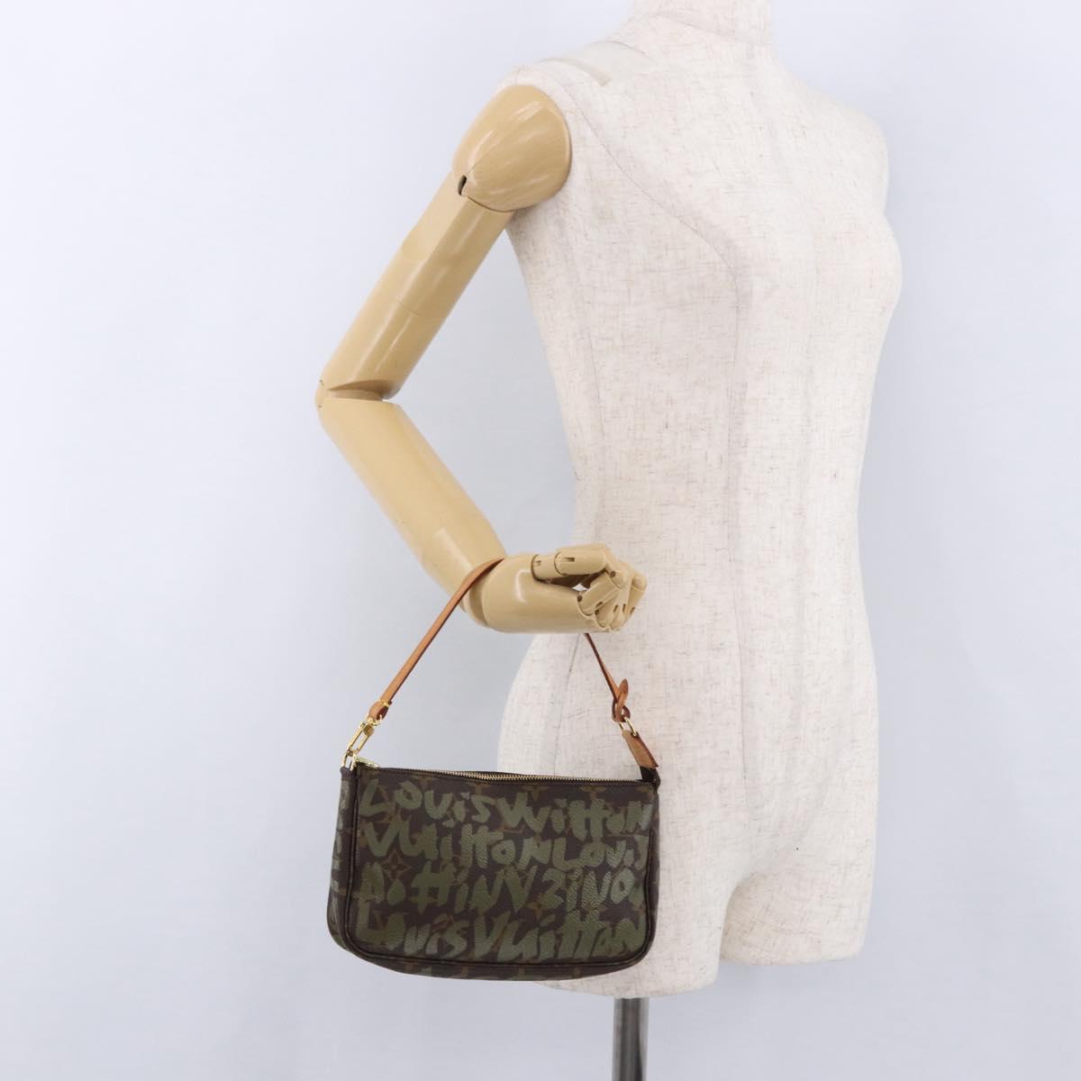 LOUIS VUITTON Monogram Graffiti Pochette Pouch Khaki M92191 LV Auth ka5218V