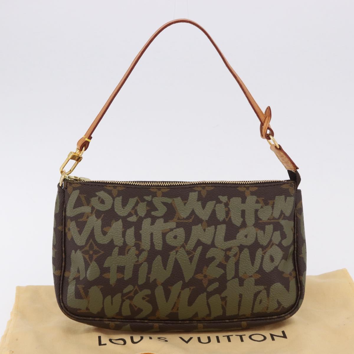 LOUIS VUITTON Monogram Graffiti Pochette Pouch Khaki M92191 LV Auth ka5218V