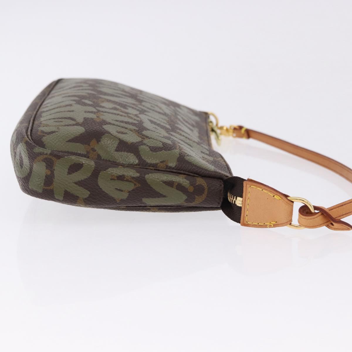 LOUIS VUITTON Monogram Graffiti Pochette Pouch Khaki M92191 LV Auth ka5218V