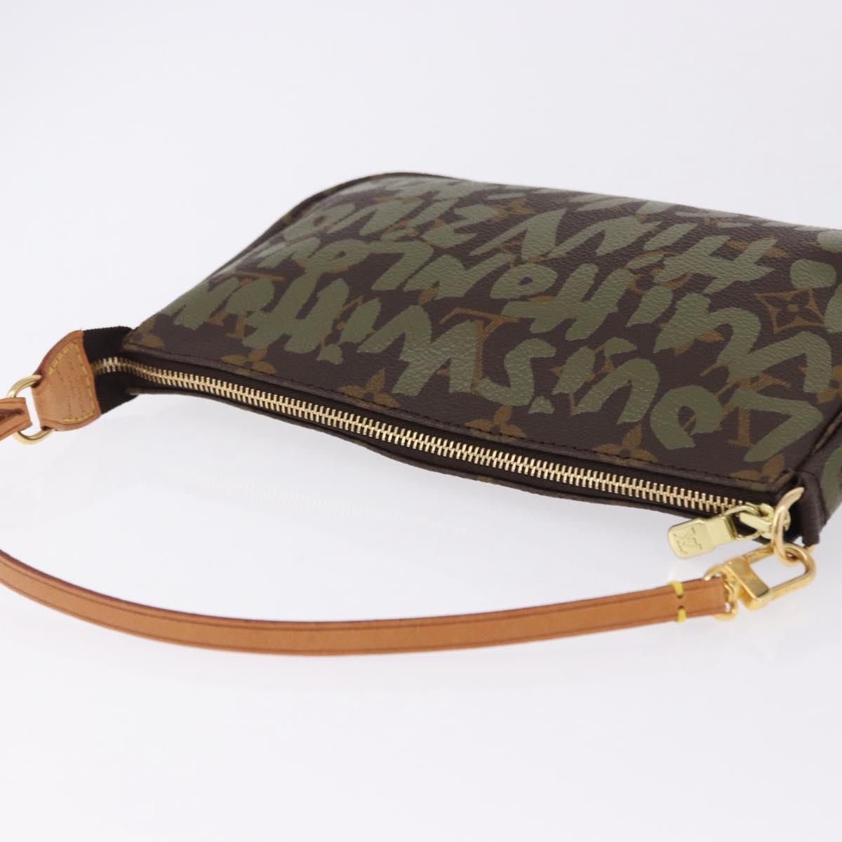 LOUIS VUITTON Monogram Graffiti Pochette Pouch Khaki M92191 LV Auth ka5218V