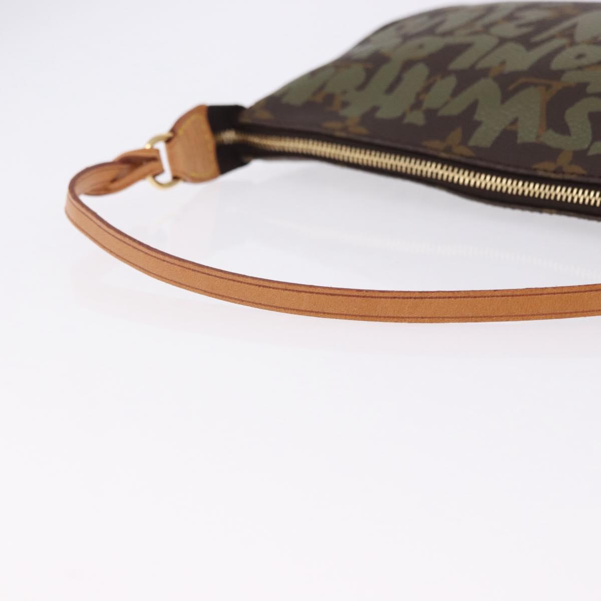 LOUIS VUITTON Monogram Graffiti Pochette Pouch Khaki M92191 LV Auth ka5218V
