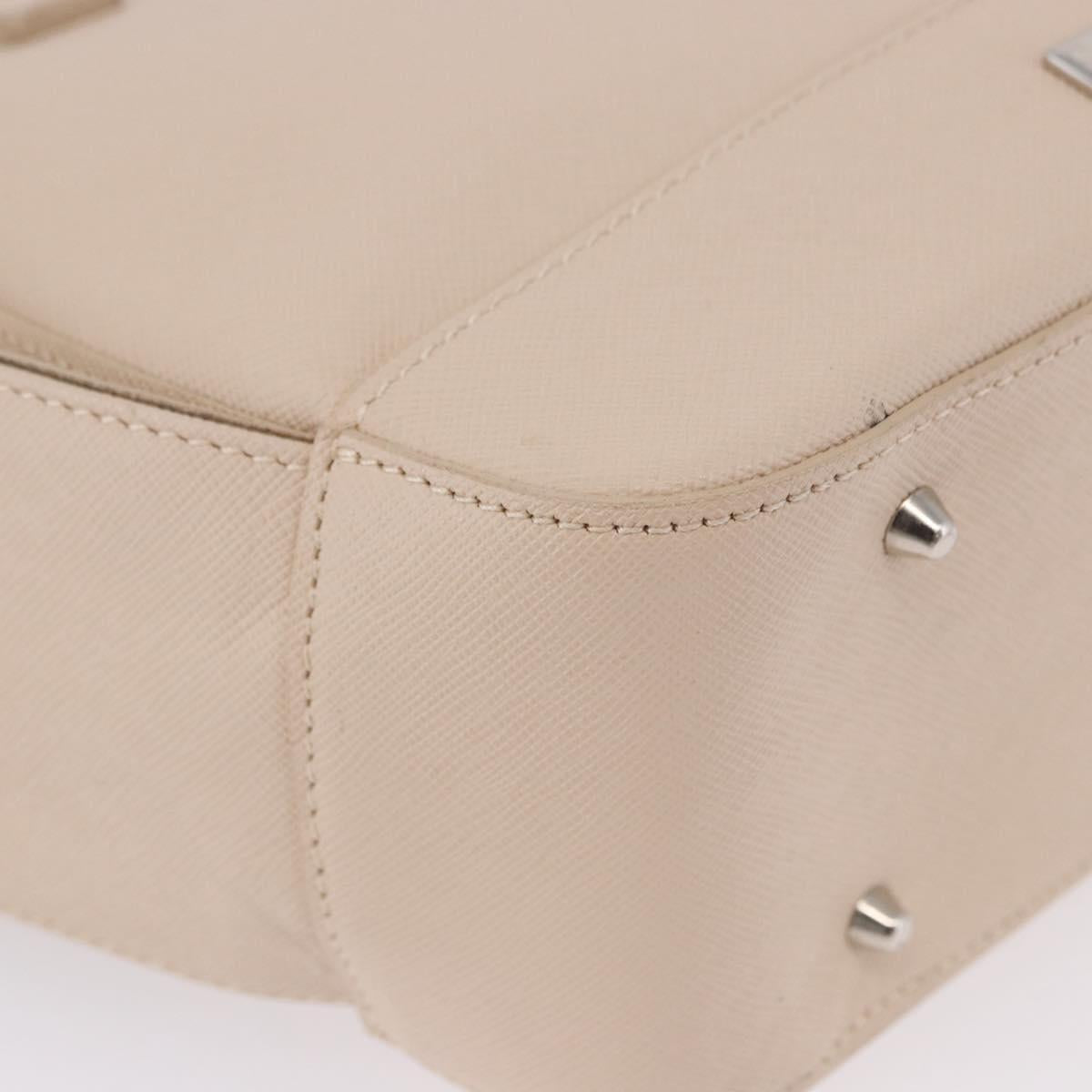 BURBERRY Hand Bag Leather Beige Silver Auth ka5220A