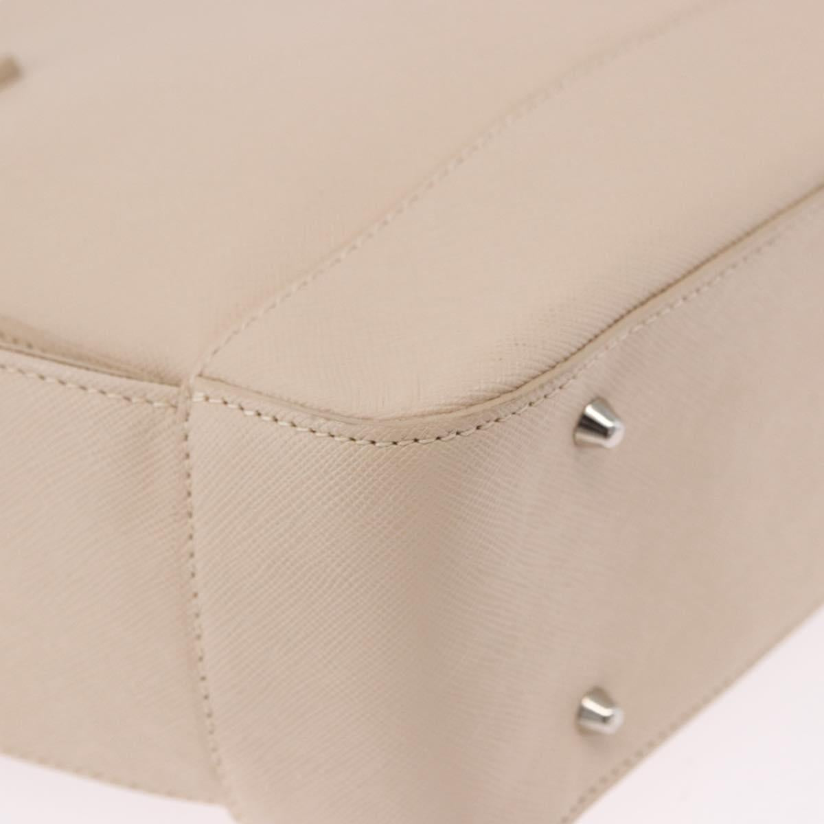 BURBERRY Hand Bag Leather Beige Silver Auth ka5220A
