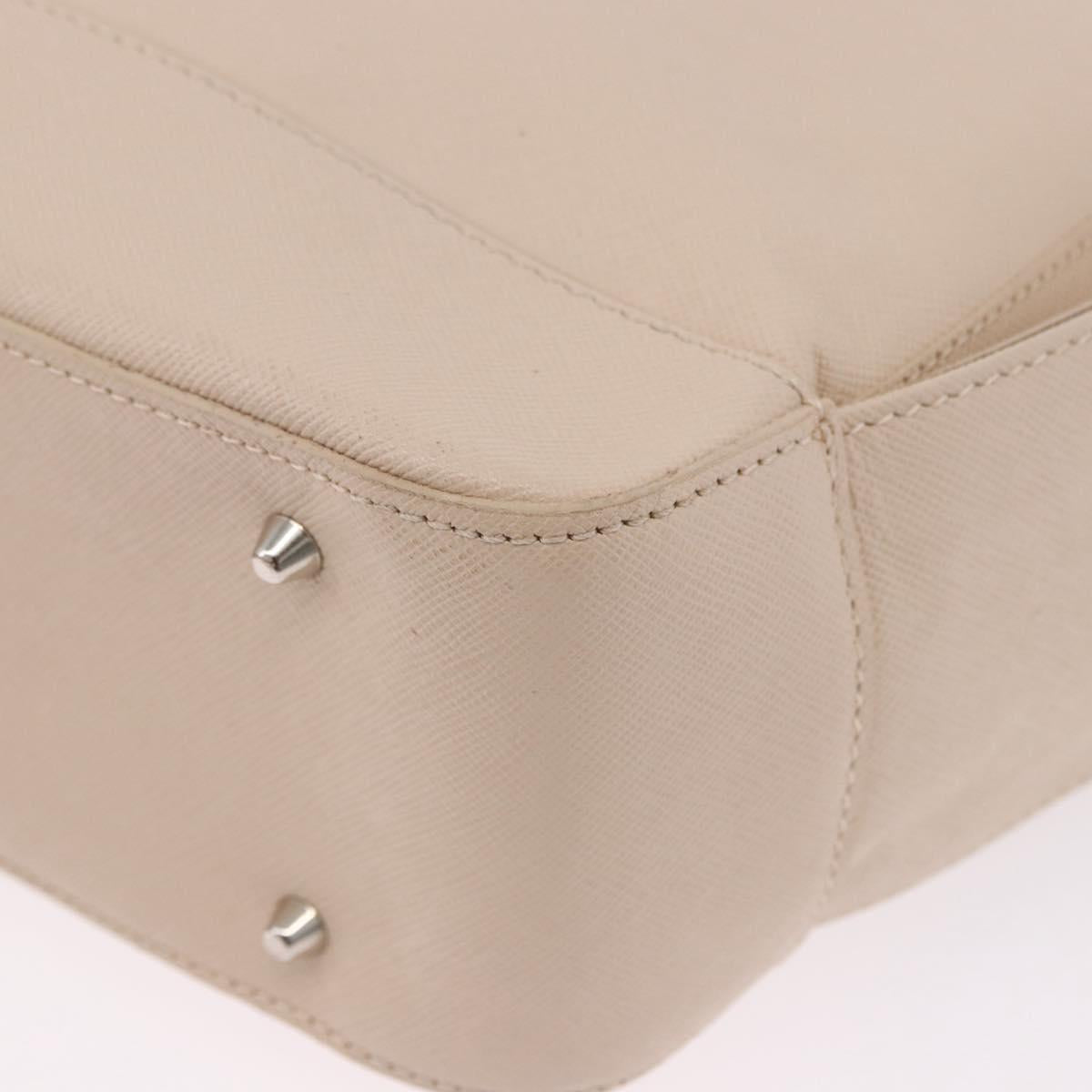 BURBERRY Hand Bag Leather Beige Silver Auth ka5220A