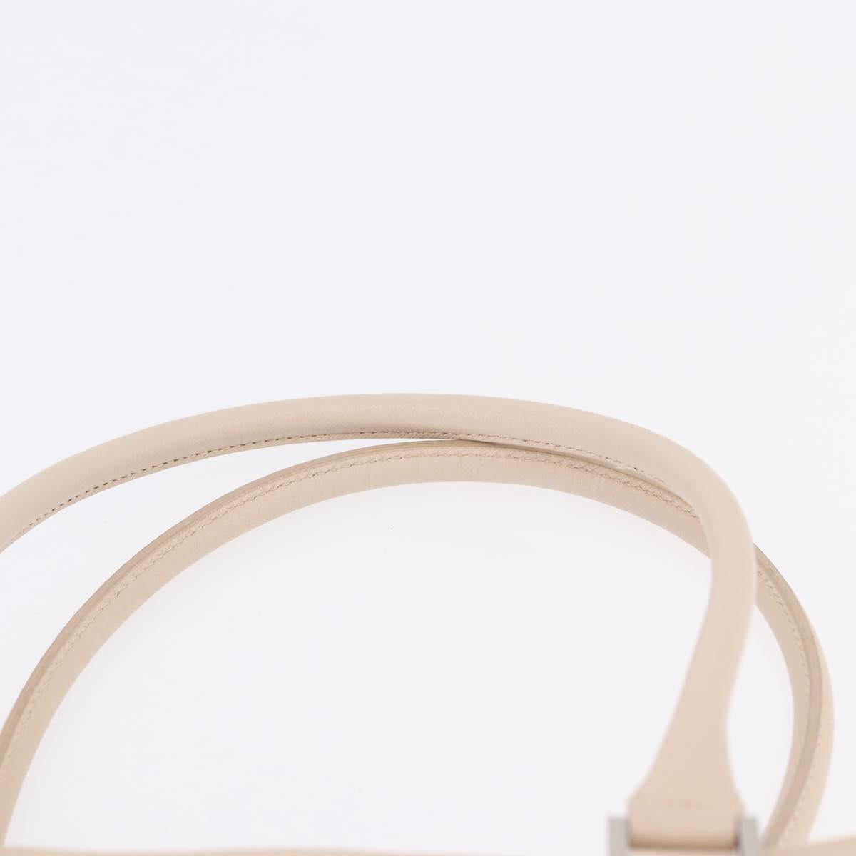 BURBERRY Hand Bag Leather Beige Silver Auth ka5220A