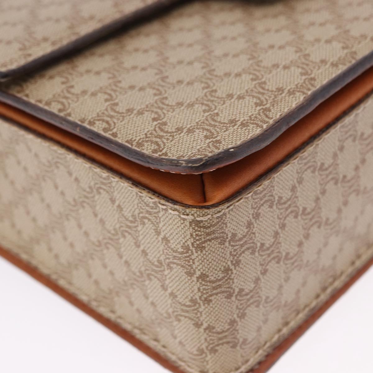 CELINE Macadam Canvas Shoulder Bag PVC Beige Gold Auth ka5222