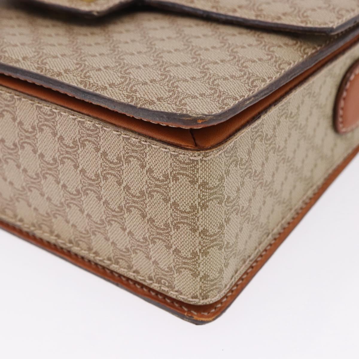 CELINE Macadam Canvas Shoulder Bag PVC Beige Gold Auth ka5222
