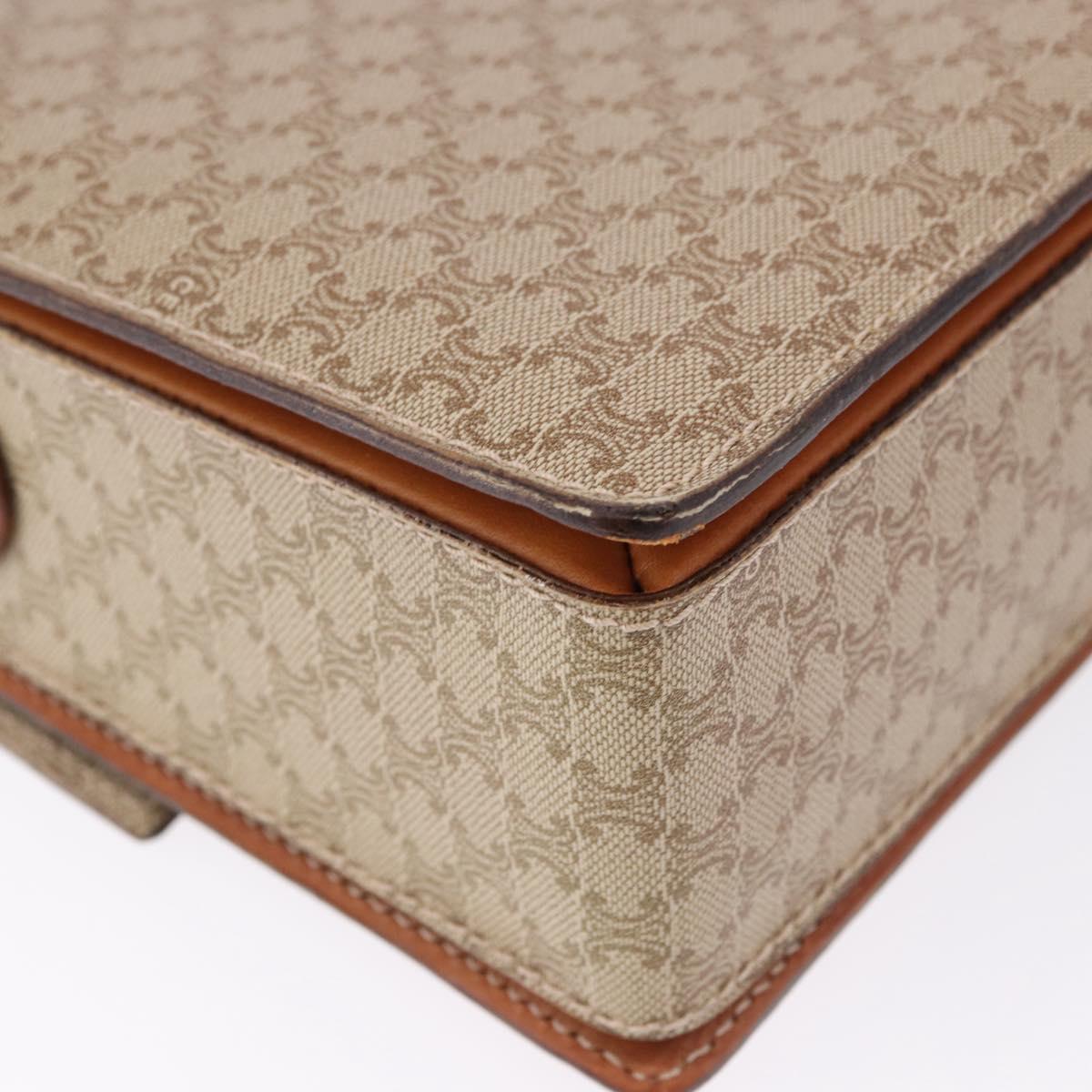 CELINE Macadam Canvas Shoulder Bag PVC Beige Gold Auth ka5222