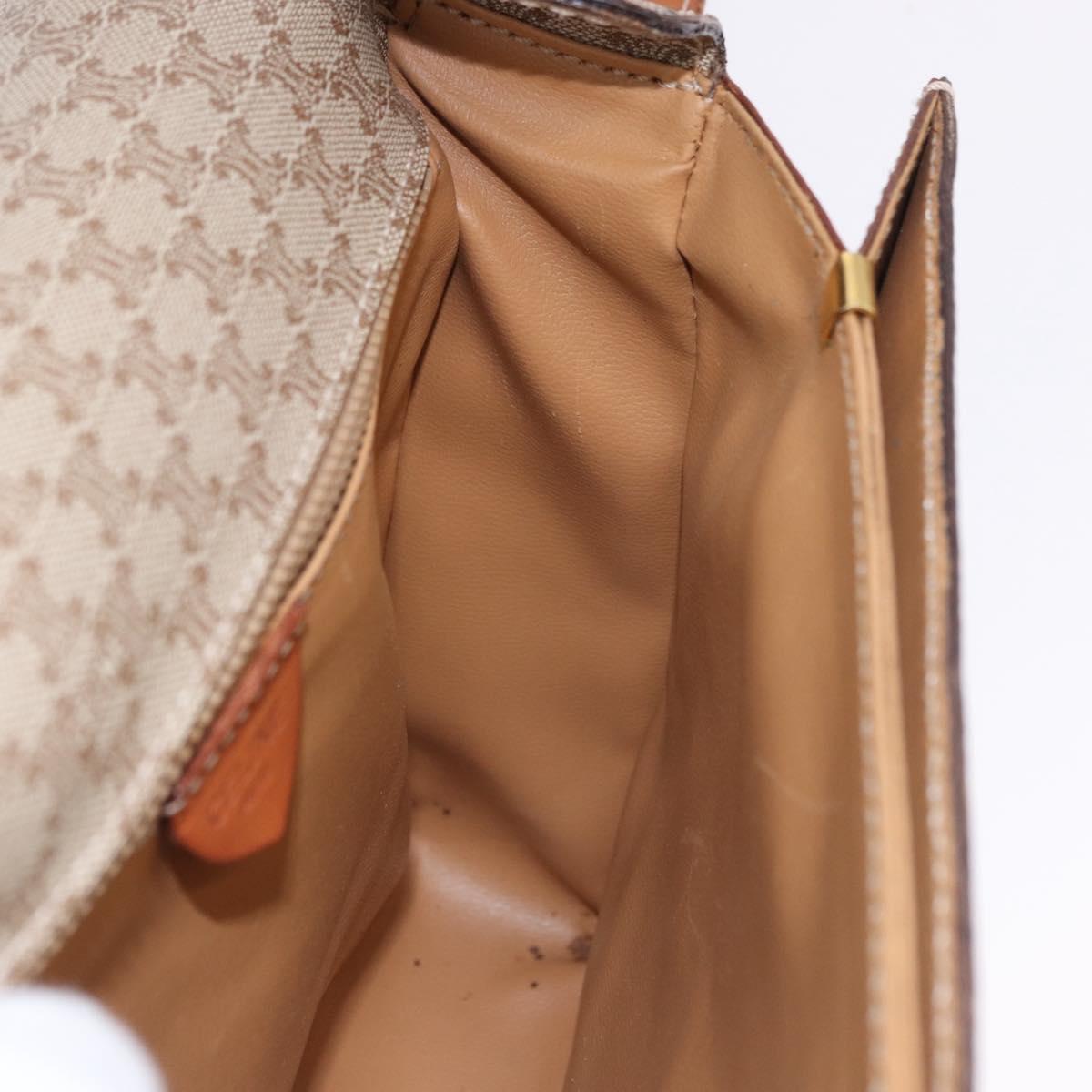 CELINE Macadam Canvas Shoulder Bag PVC Beige Gold Auth ka5222