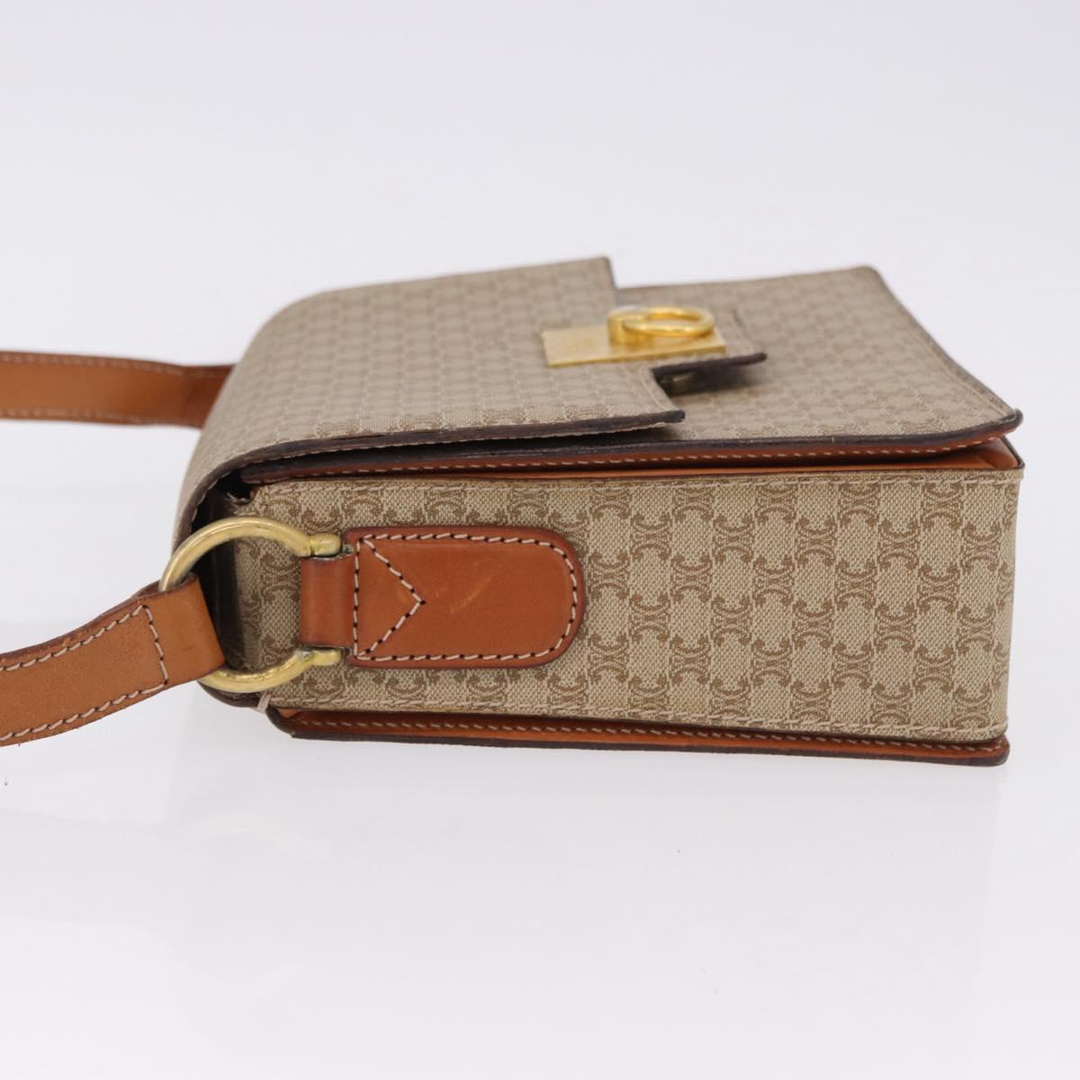 CELINE Macadam Canvas Shoulder Bag PVC Beige Gold Auth ka5222