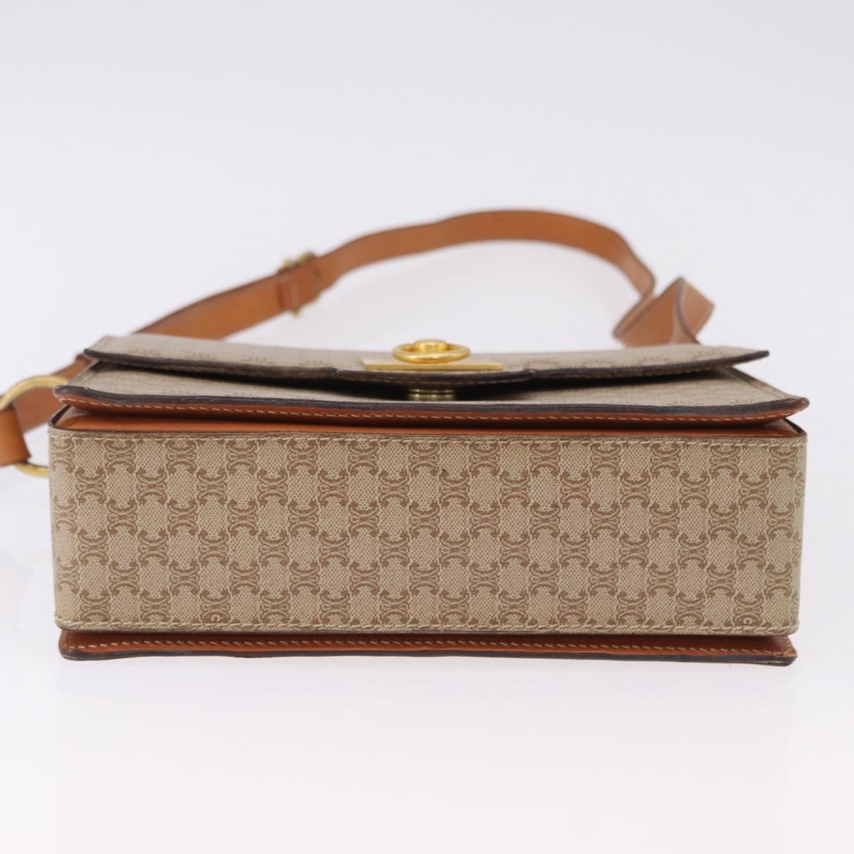 CELINE Macadam Canvas Shoulder Bag PVC Beige Gold Auth ka5222