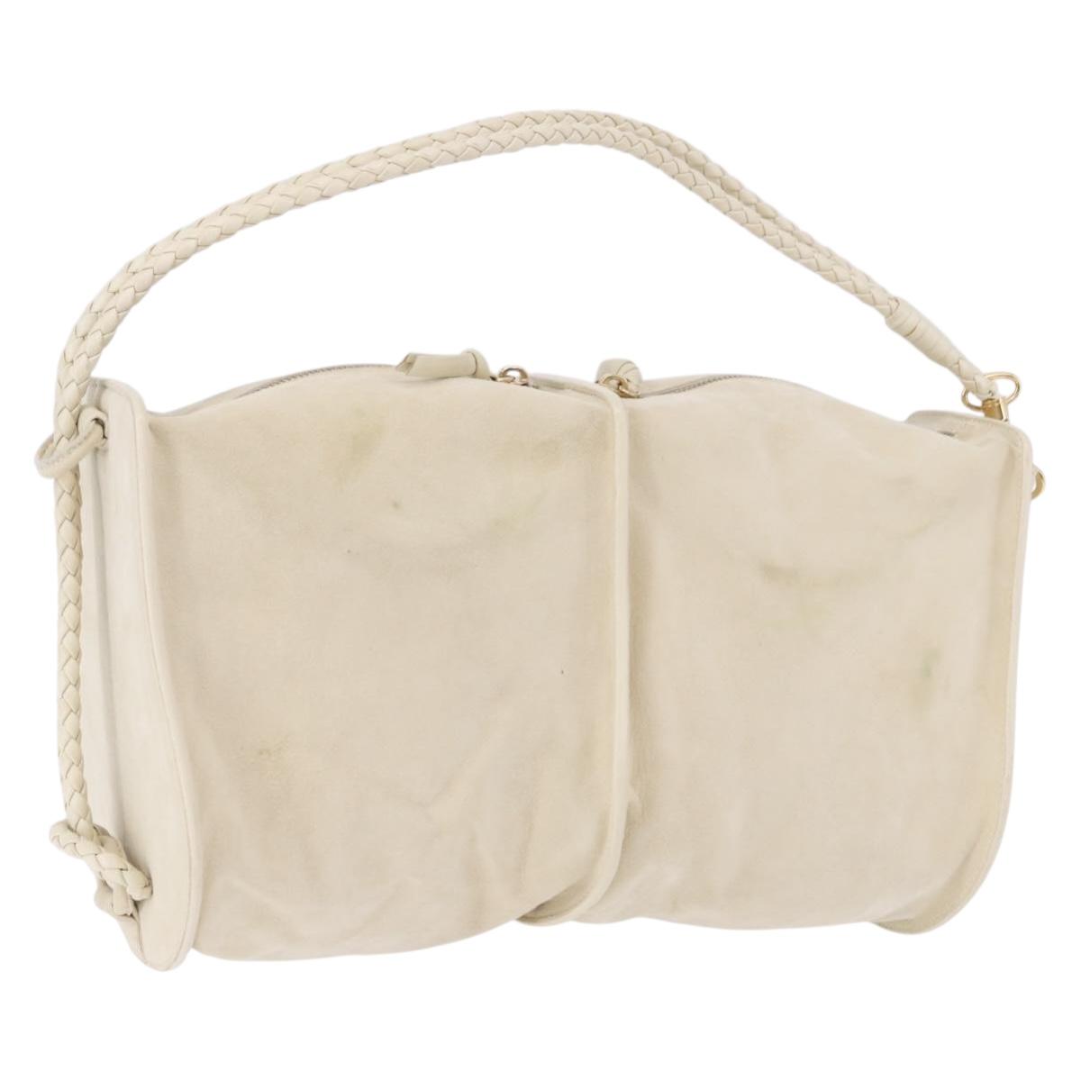 BOTTEGA VENETA Shoulder Bag Suede Ivory Gold Auth ka5223A