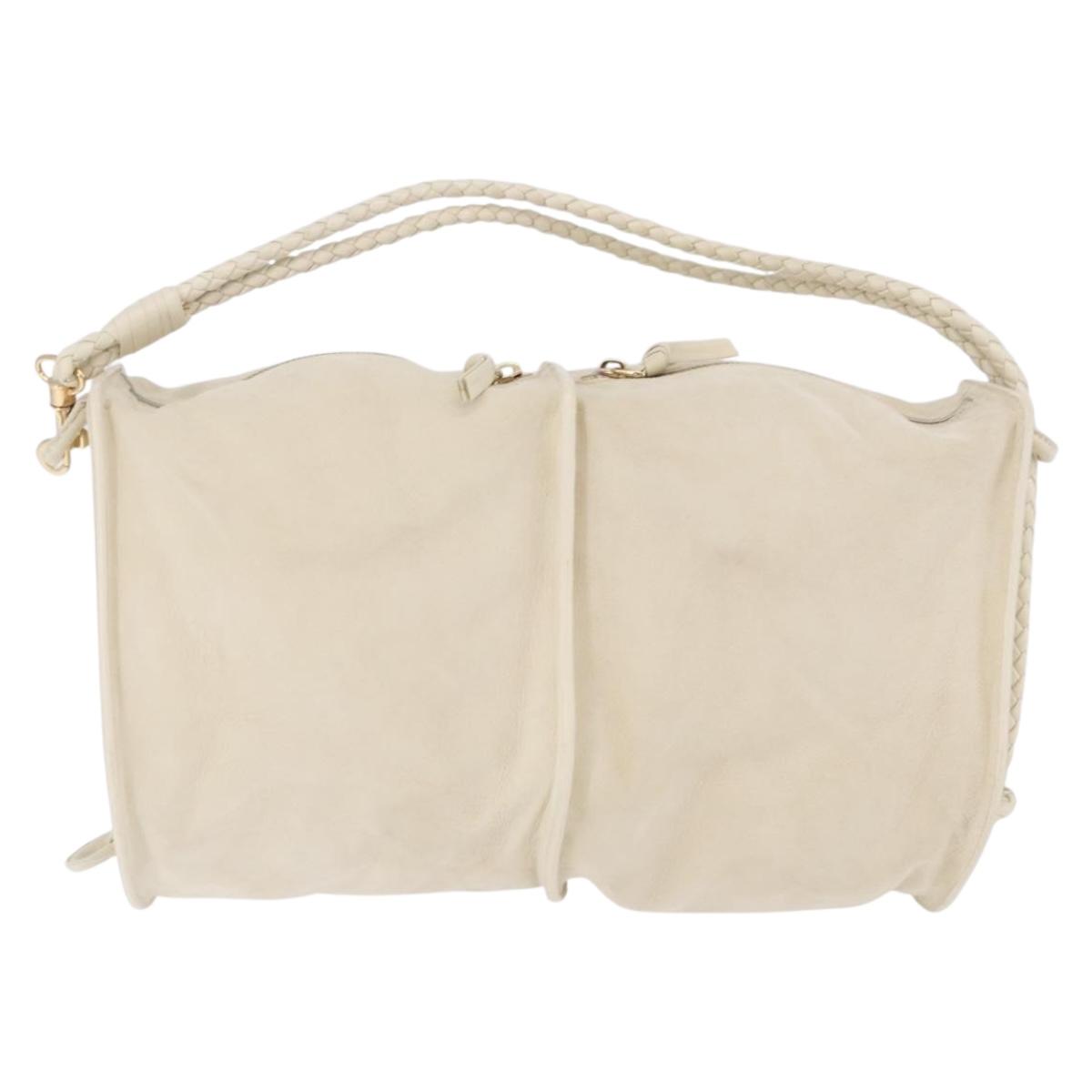 BOTTEGA VENETA Shoulder Bag Suede Ivory Gold Auth ka5223A