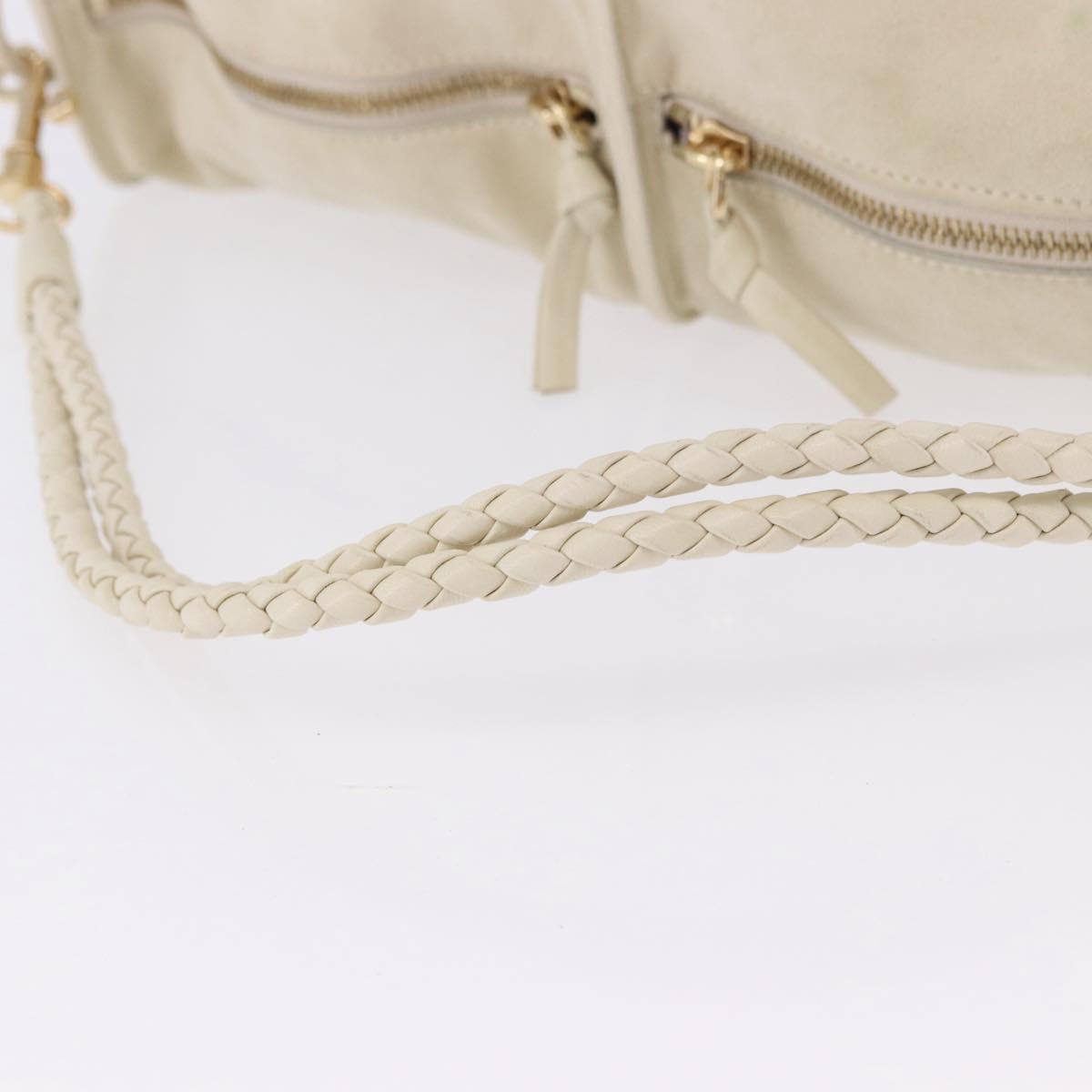 BOTTEGA VENETA Shoulder Bag Suede Ivory Gold Auth ka5223A