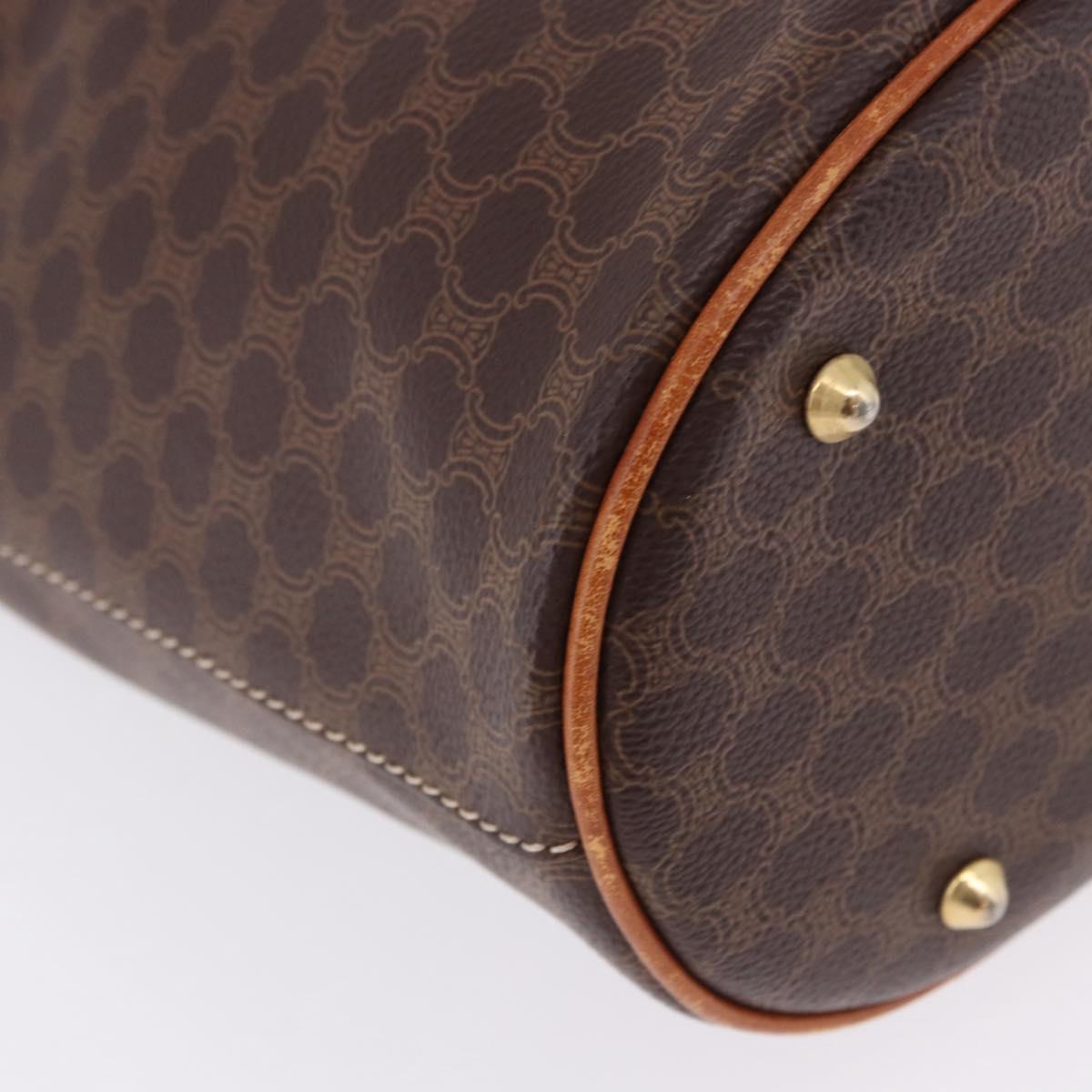 CELINE Macadam Canvas Shoulder Bag PVC Leather Brown Gold Auth ka5224A