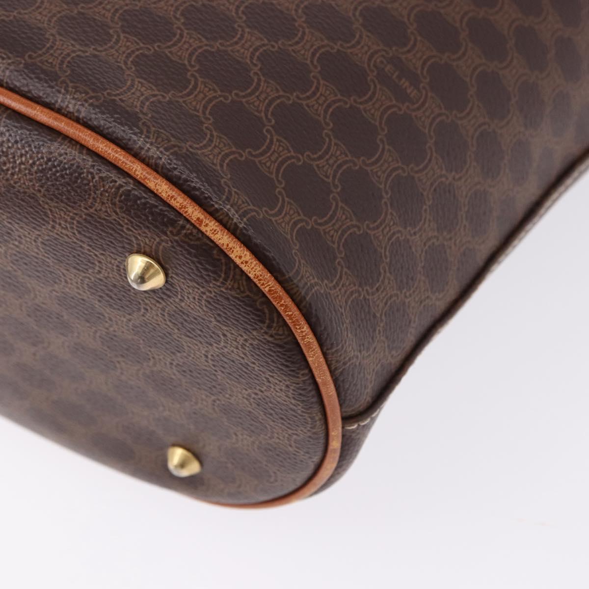 CELINE Macadam Canvas Shoulder Bag PVC Leather Brown Gold Auth ka5224A