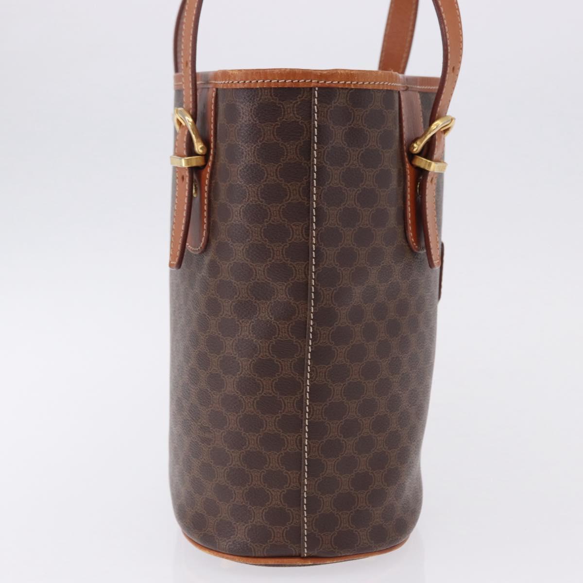 CELINE Macadam Canvas Shoulder Bag PVC Leather Brown Gold Auth ka5224A